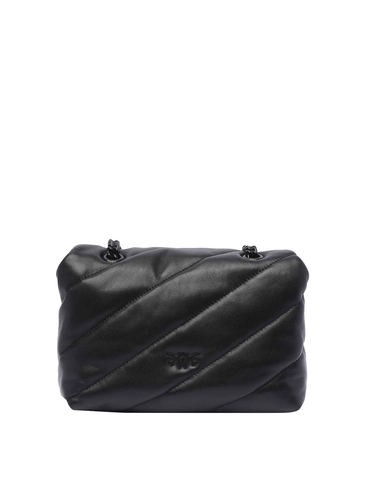 Shop Pinko Love Mini Puff Crossbody Bag In Black