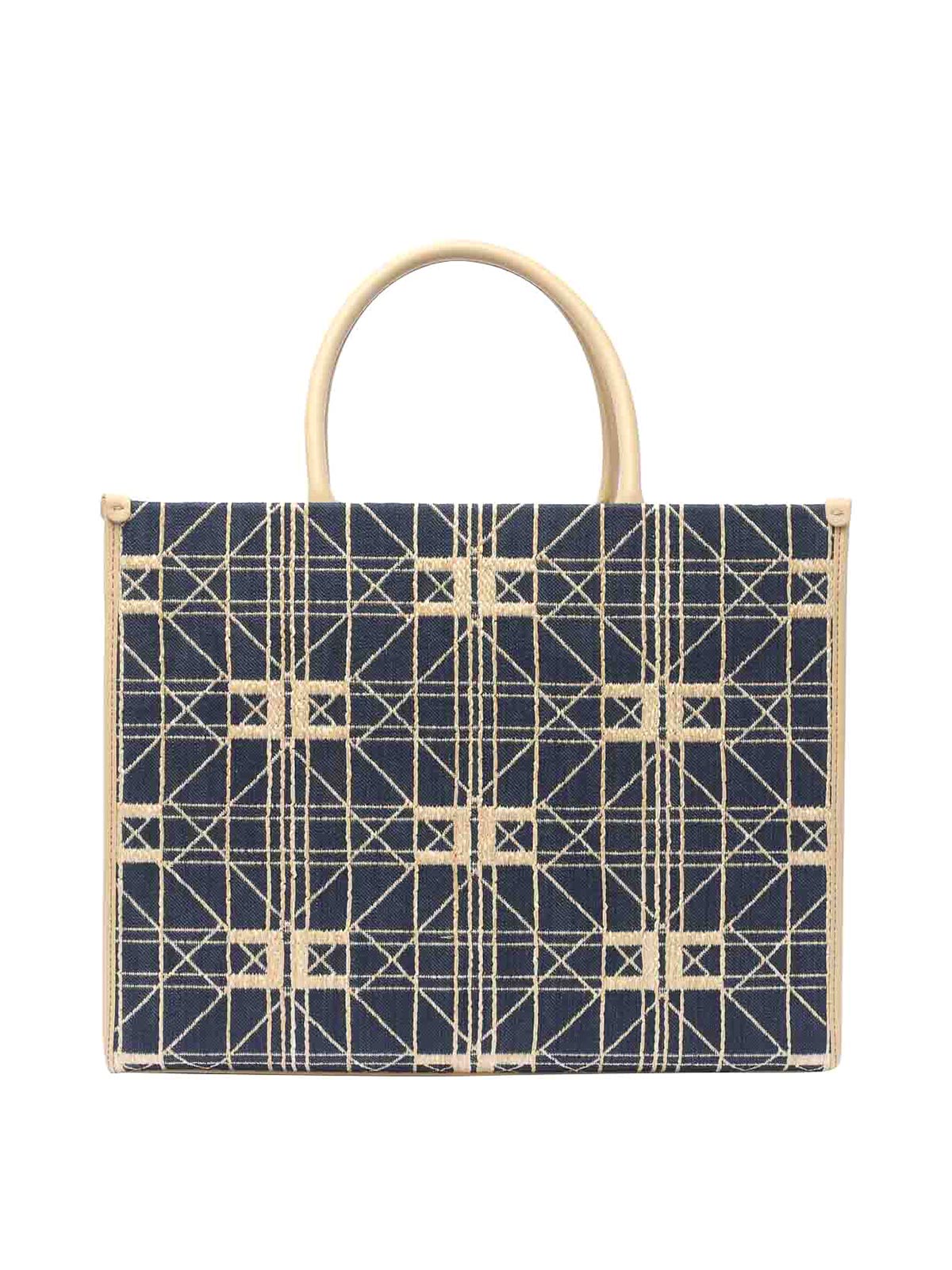 Shop Elisabetta Franchi Blue Logo Tote Bag Embroidered Logo