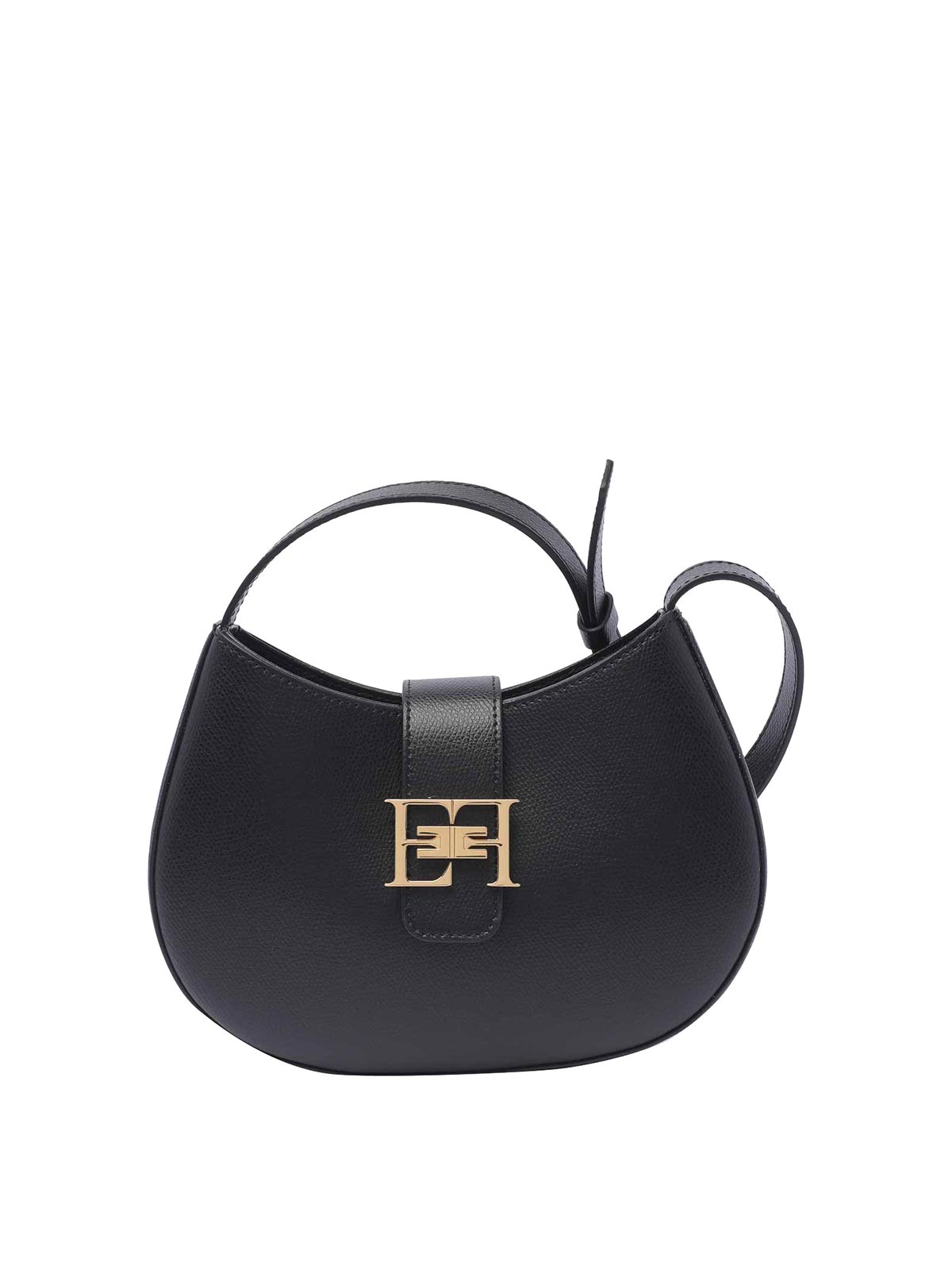 Shop Elisabetta Franchi Black Crossbody Bag Magnetic Zip