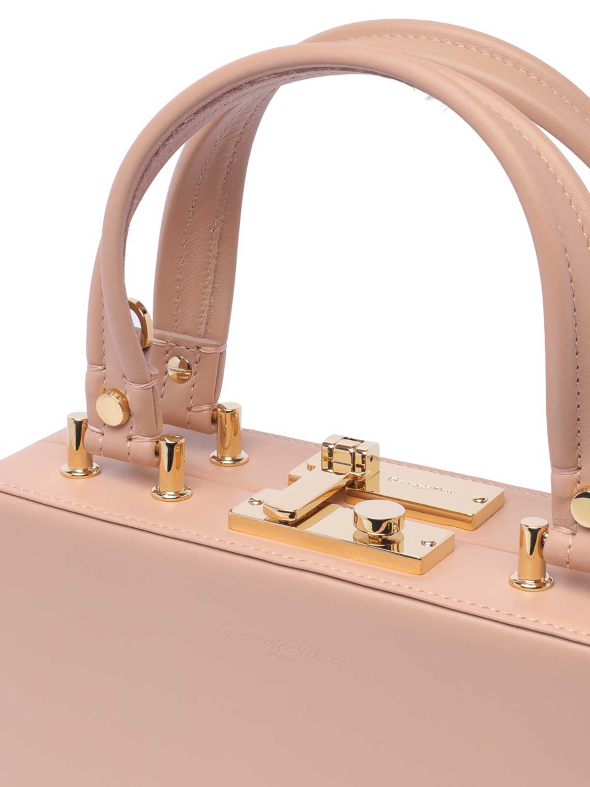 Shop Gianvito Rossi Val Peach Handbag Push Lock In Nude & Neutrals
