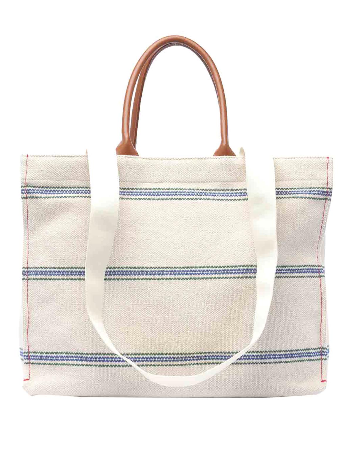 Shop Marni Ivory And Light Blue Tote Bag In Beige