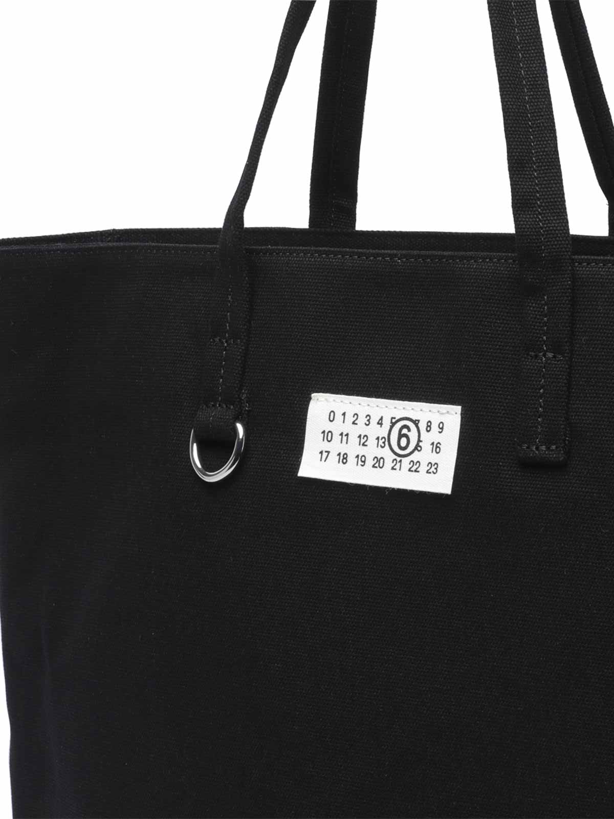 Shop Mm6 Maison Margiela Large Canvas Shopping Bag In Black