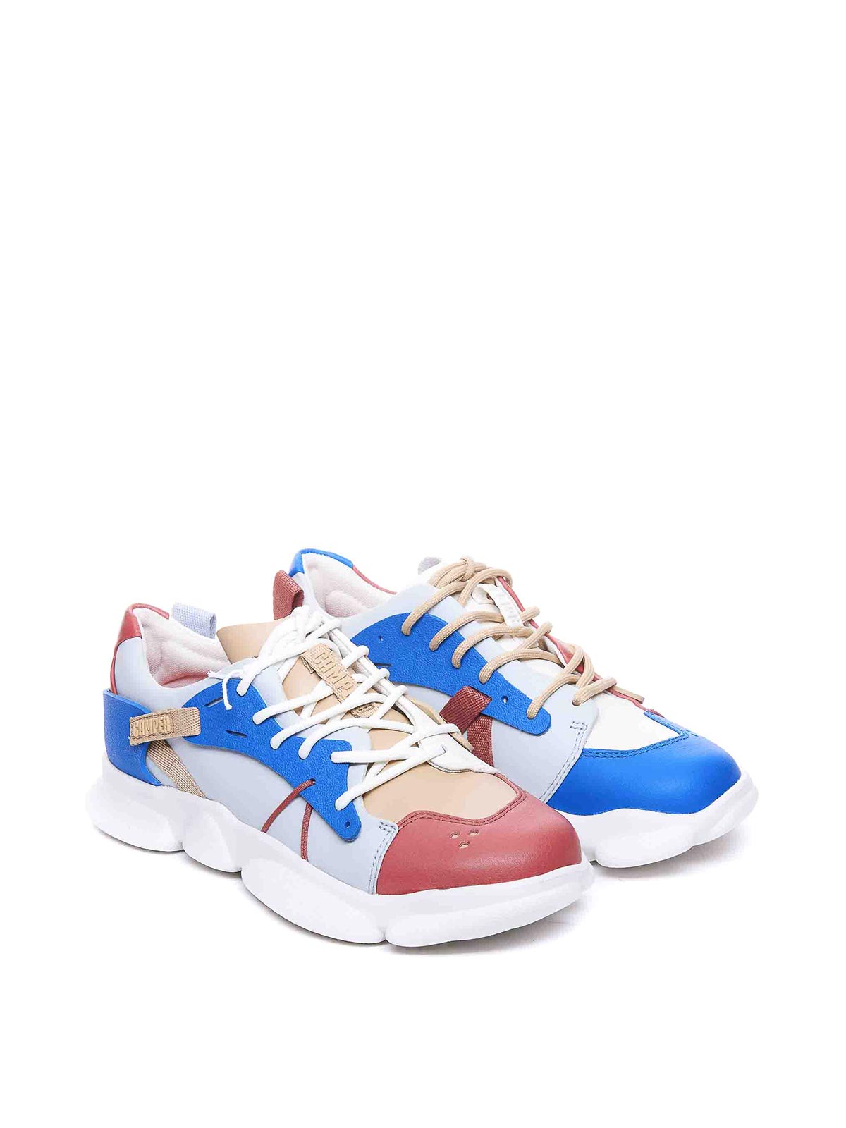 Shop Camper White V- Sneakers With Round Toe In Multicolour