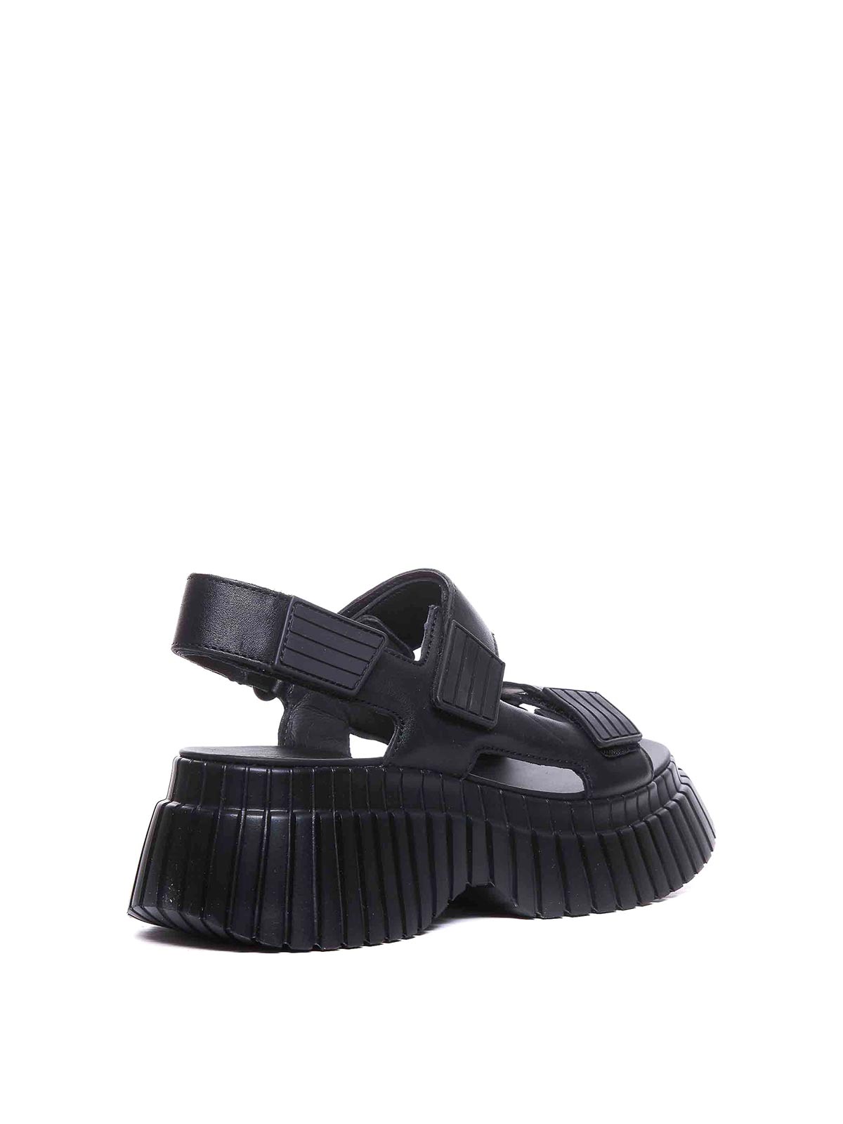 Shop Camper Black Bcn Sandals Velcro Logo