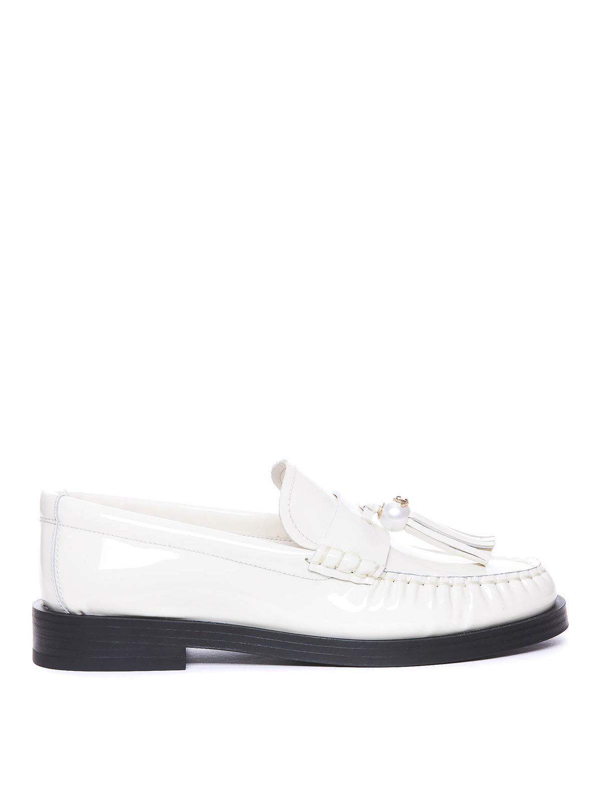 Shop Jimmy Choo White Addie Loafers Round Toe