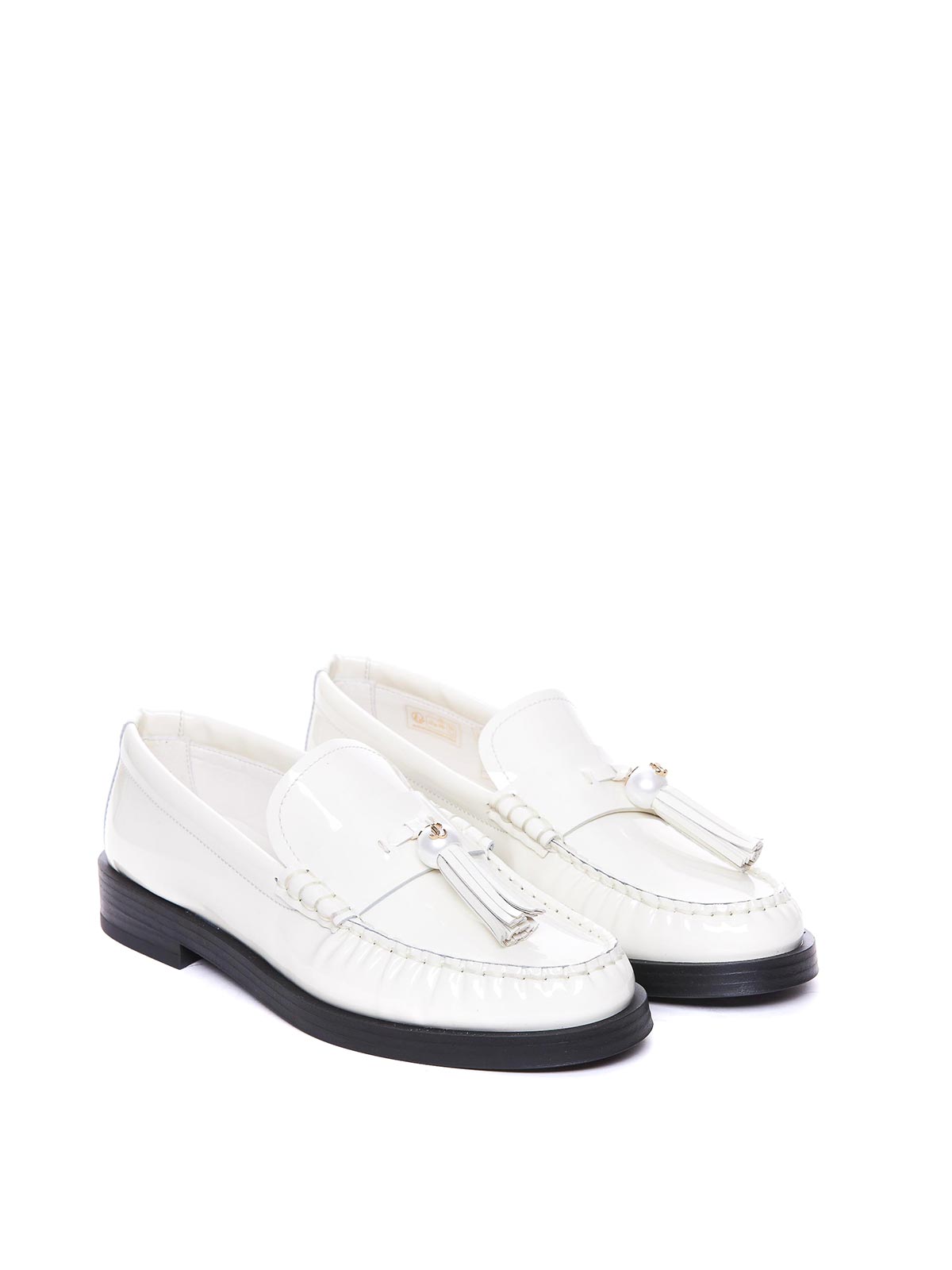 Shop Jimmy Choo White Addie Loafers Round Toe