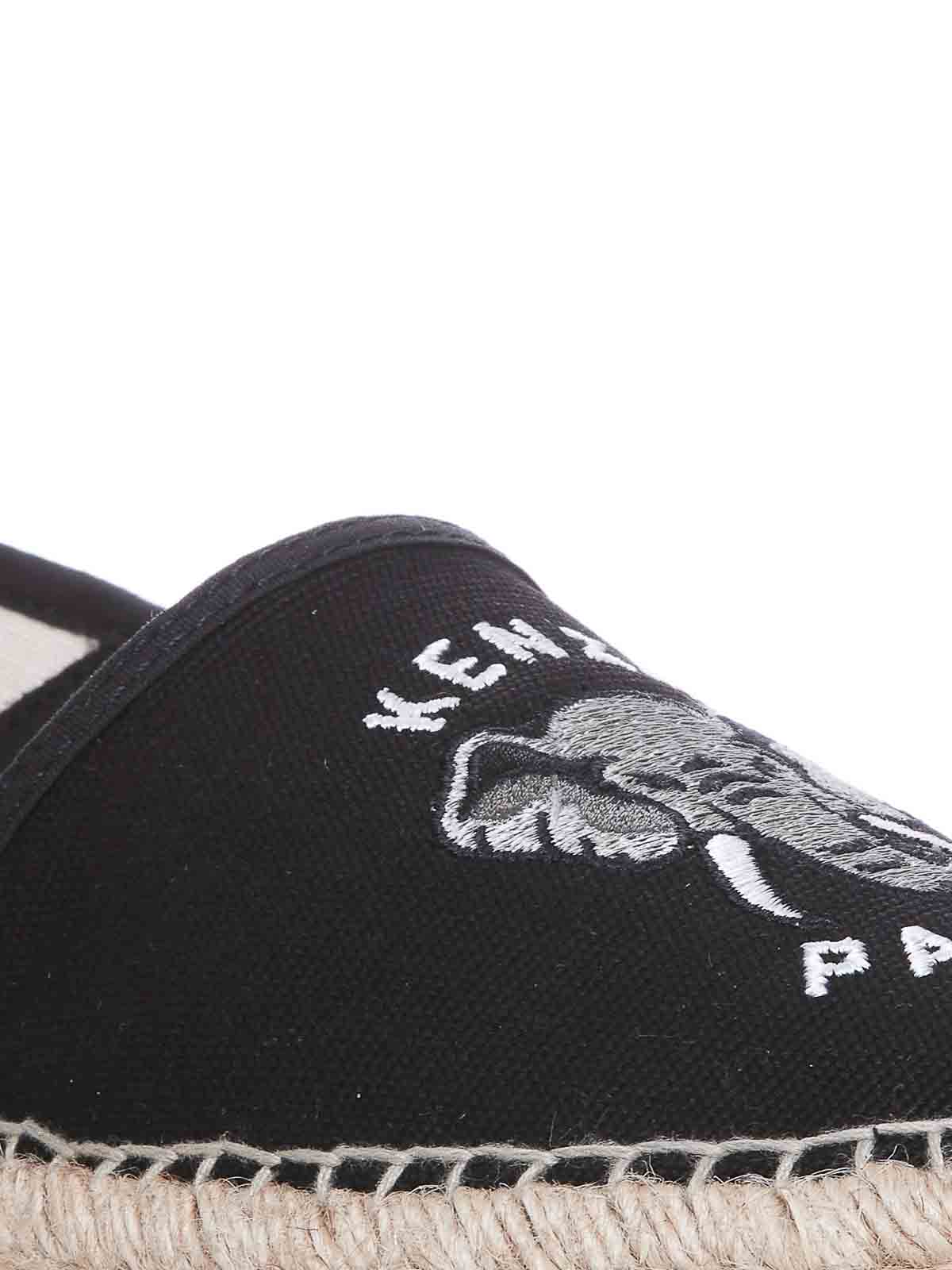 Shop Kenzo Elephant Logo Espadrilles In Black