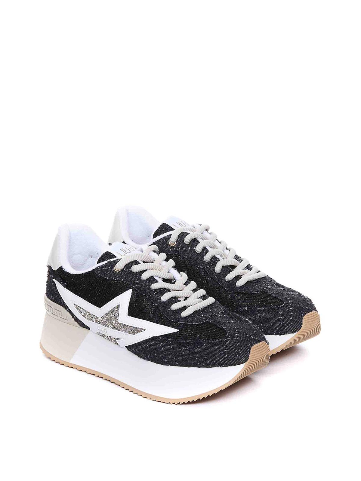 Shop Liu •jo Dreamy Platform Sneakers In Black