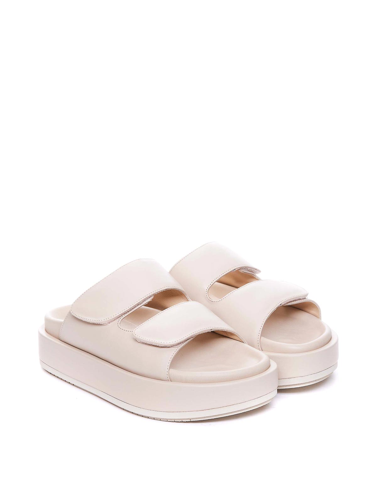 Shop Paloma Barceló Ivory Olaya Sandals Round Toe In Beige