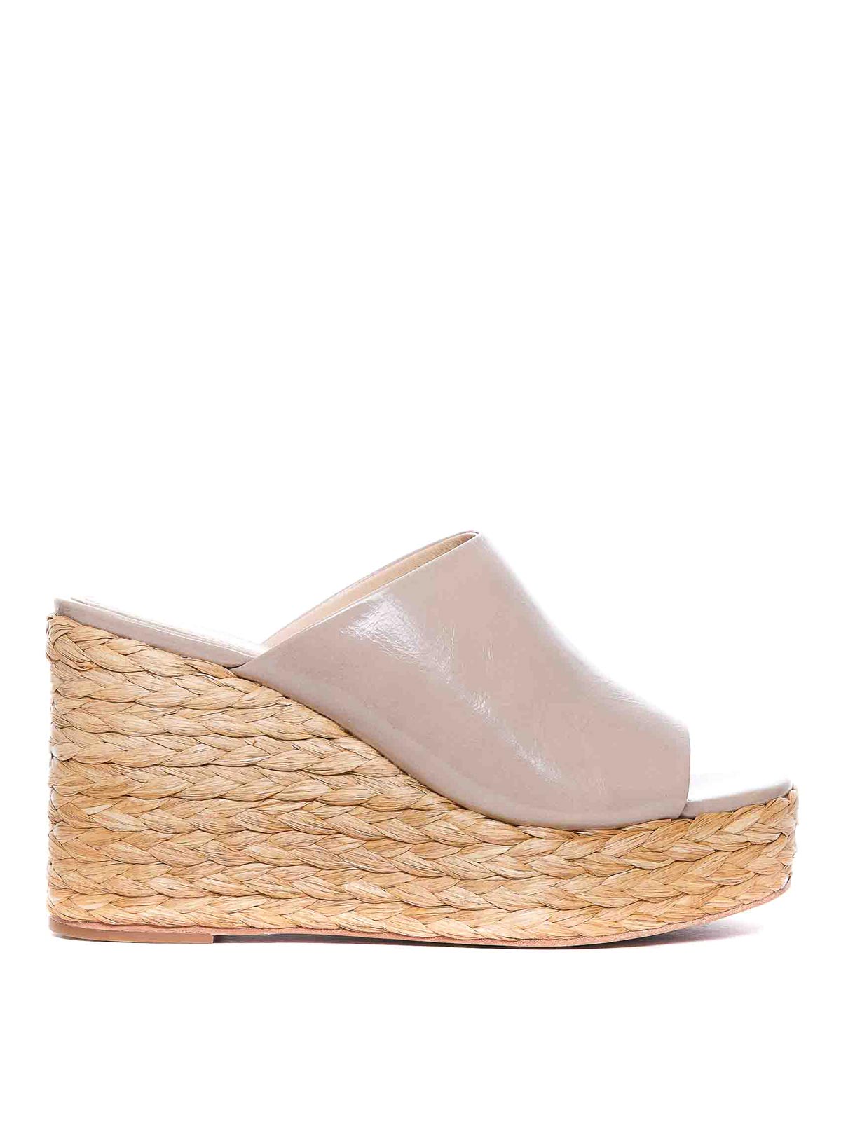 Shop Paloma Barceló Grey Green Lipo Wedges Round Toe In Beige