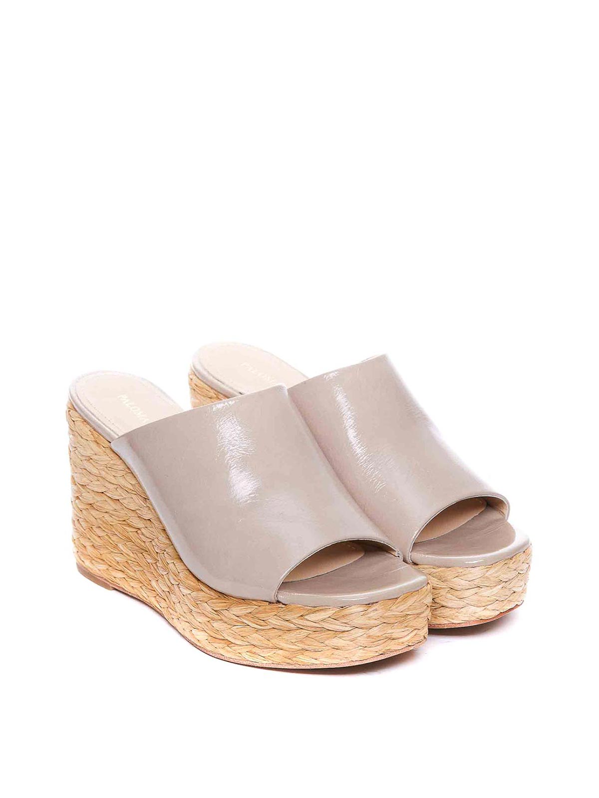 Shop Paloma Barceló Grey Green Lipo Wedges Round Toe In Beige