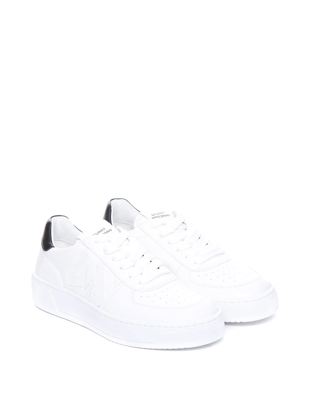 Shop Stuart Weitzman Sw Courtside Monogram Sneakers In White