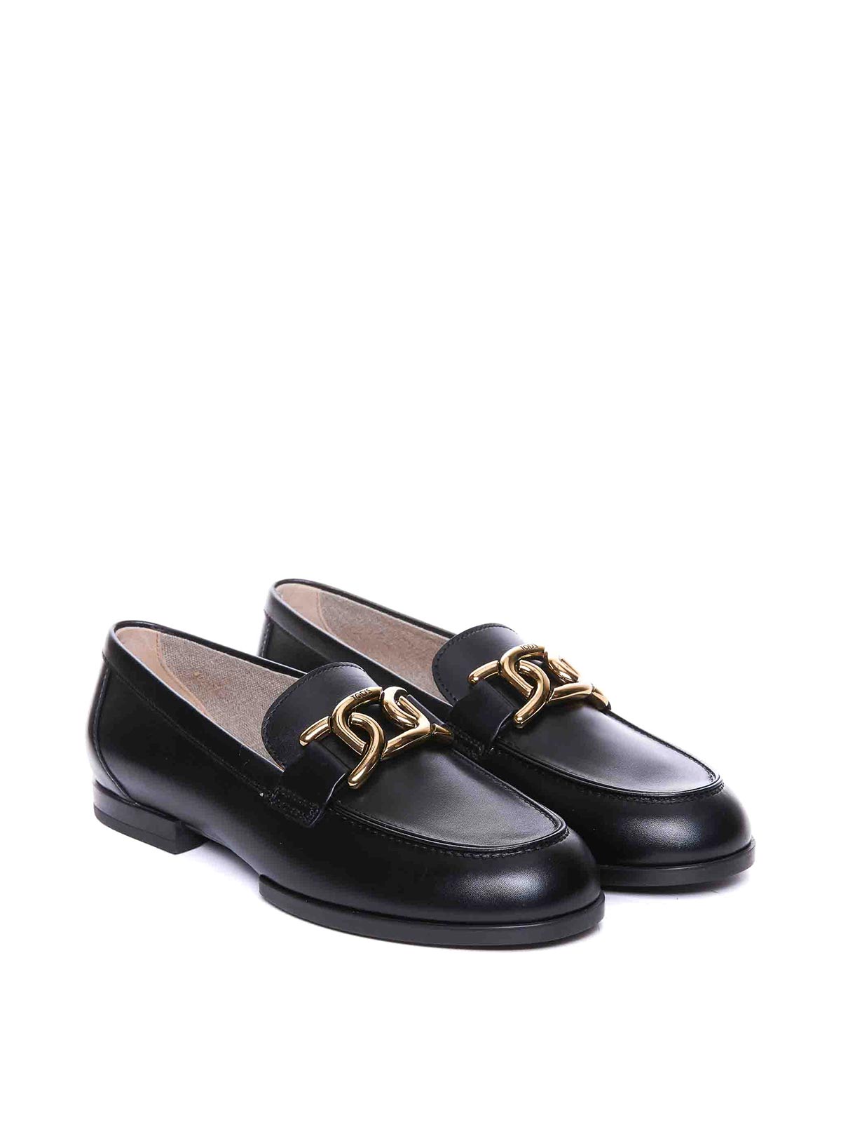 Shop Tod's Black Kate Loafers Round Toe
