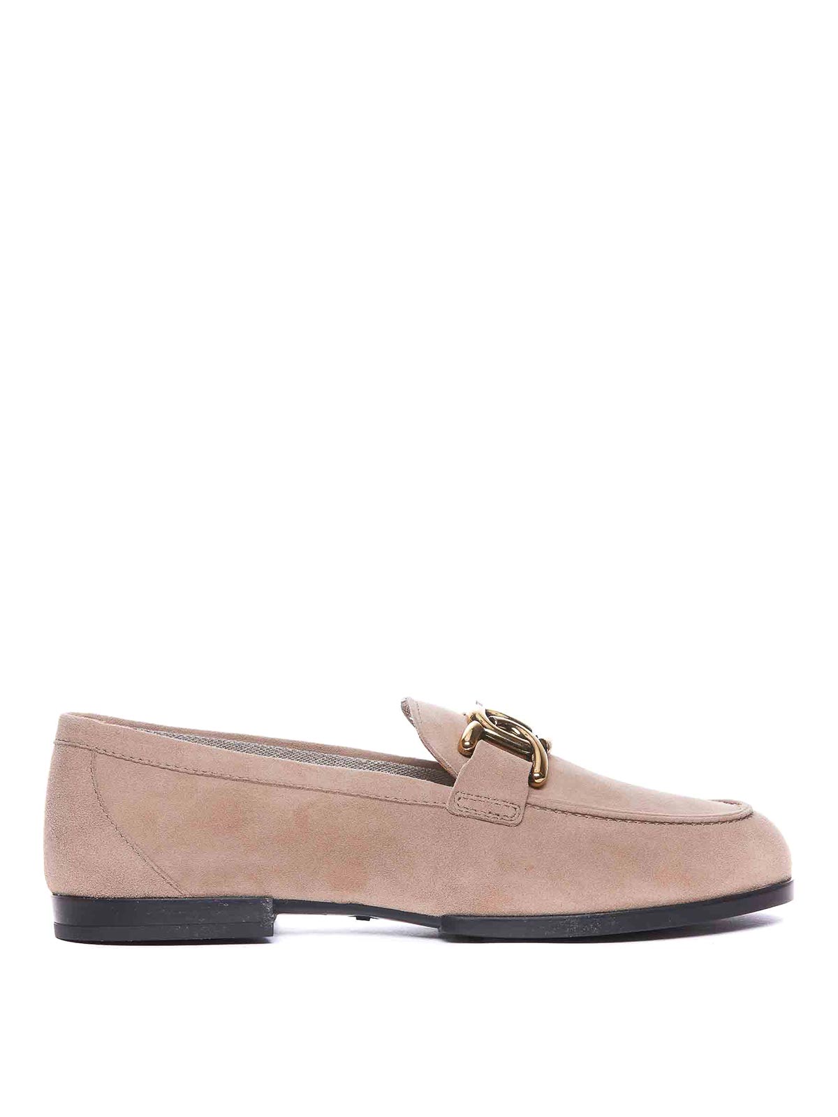 Shop Tod's Beige Kate Loafers Round Toe