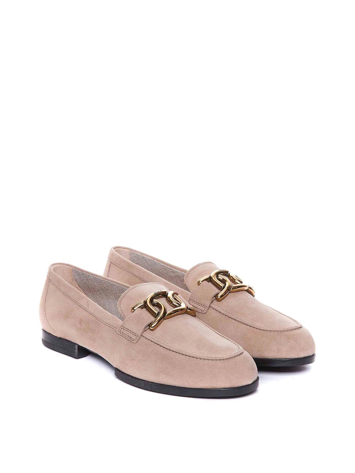 Shop Tod's Beige Kate Loafers Round Toe
