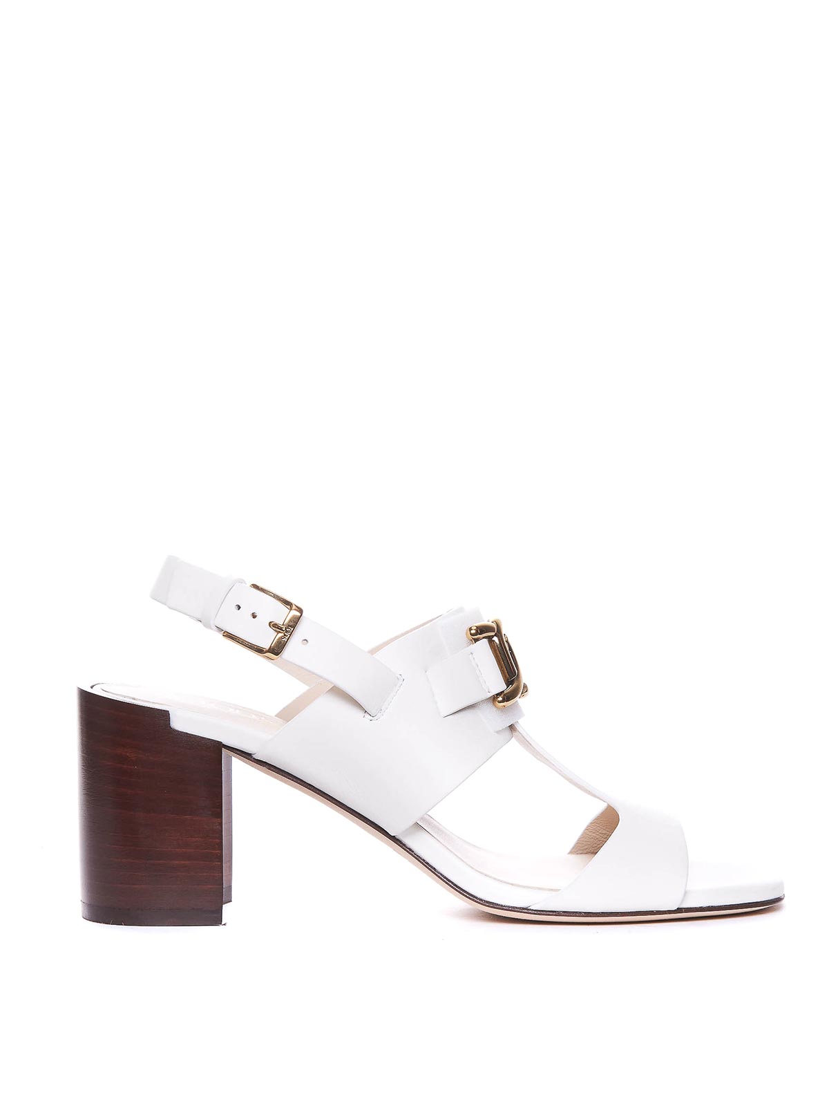 Shop Tod's White Pump Sandals Lateral Buckle