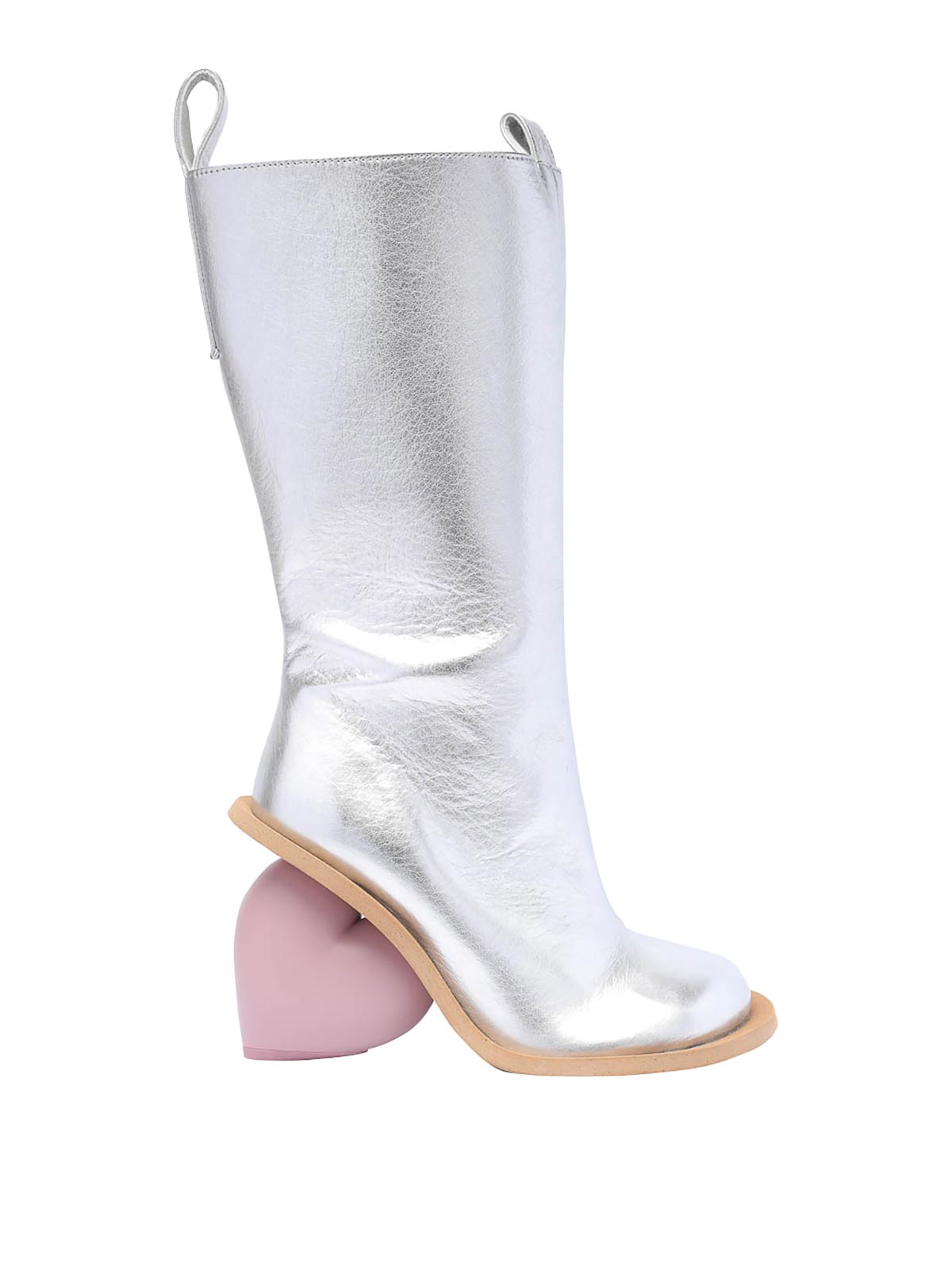 Shop Yume Yume Love Boots Heart Lateral Zip In Silver