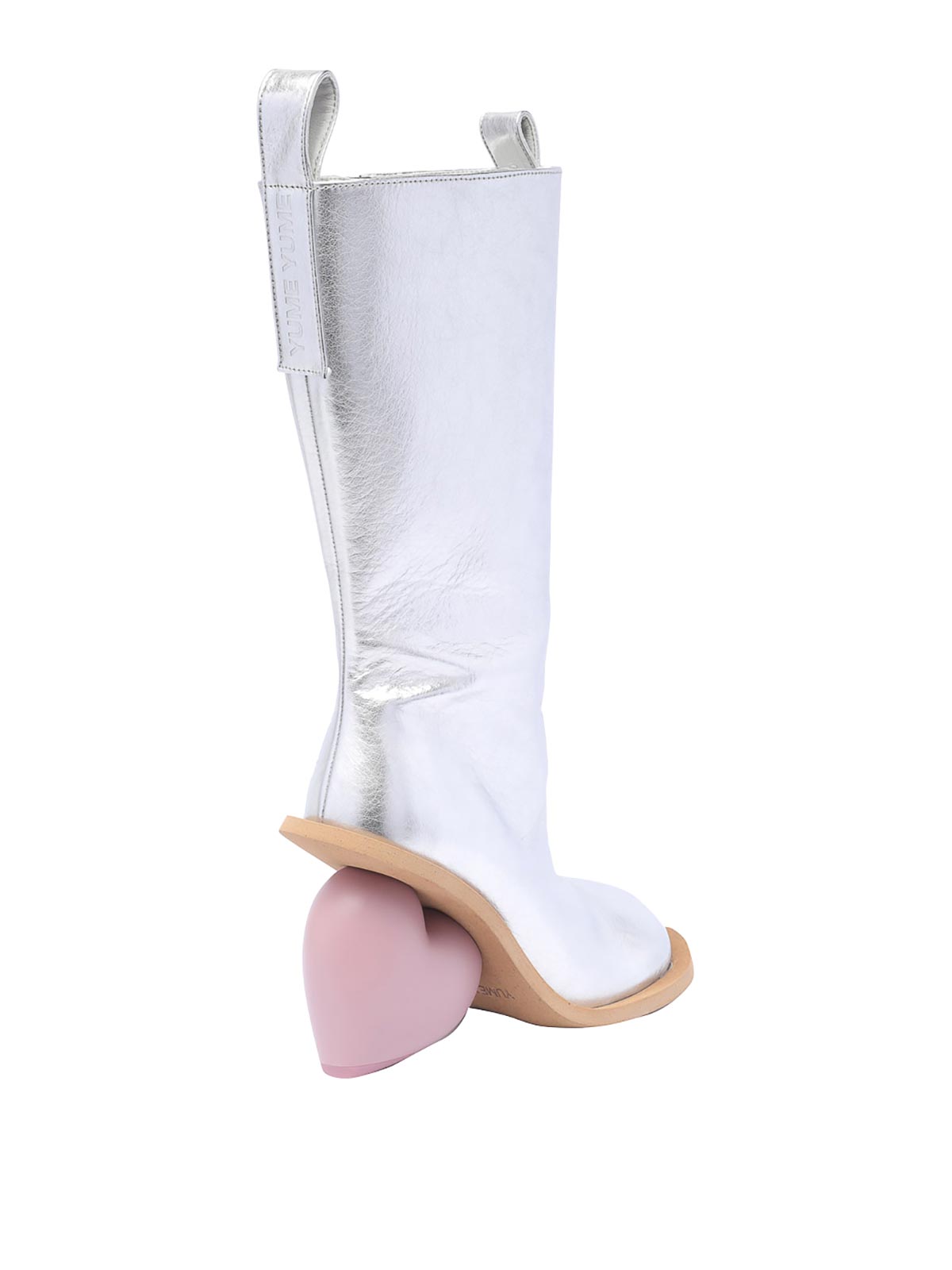 Shop Yume Yume Love Boots Heart Lateral Zip In Silver