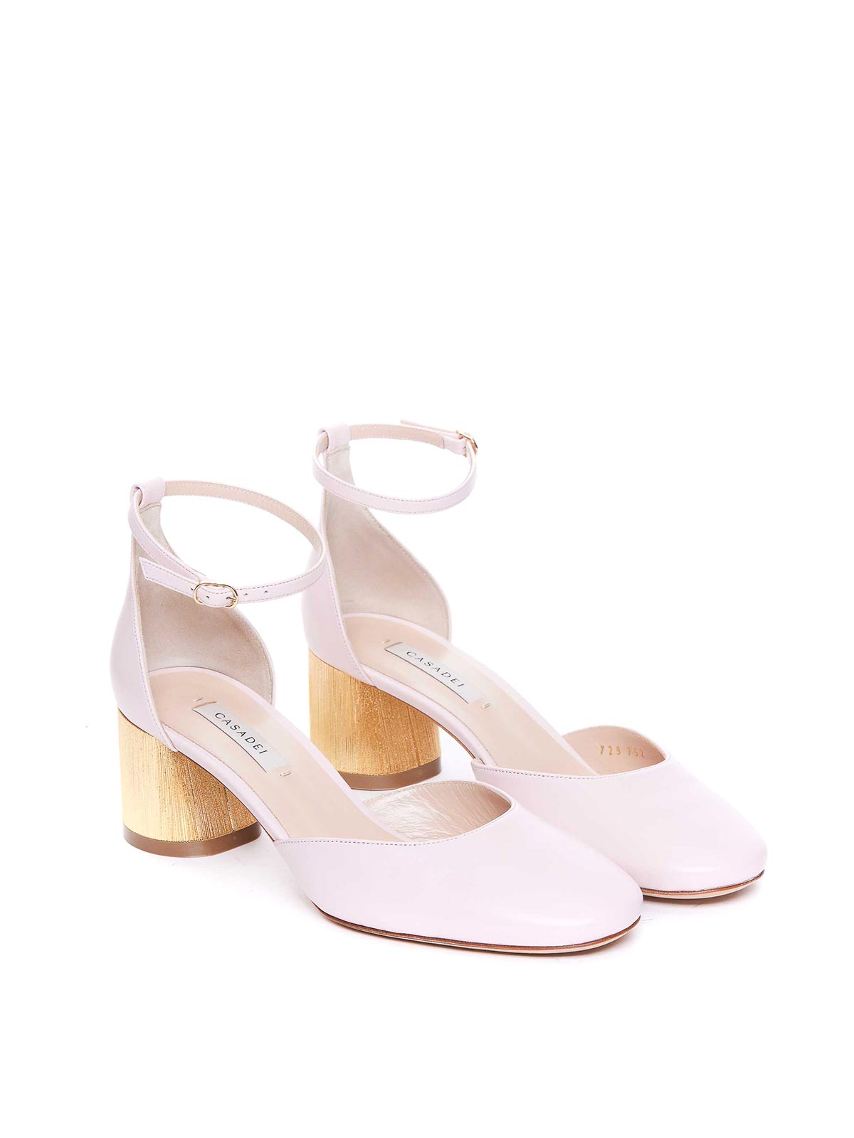 Shop Casadei Pink Cleo Pumps Lateral Buckle Round In Nude & Neutrals
