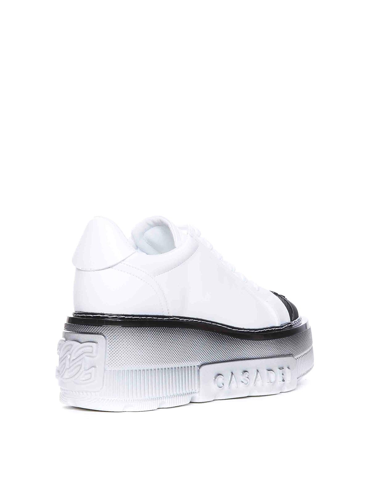 Shop Casadei White And Fuchsia Nexus Sneakers