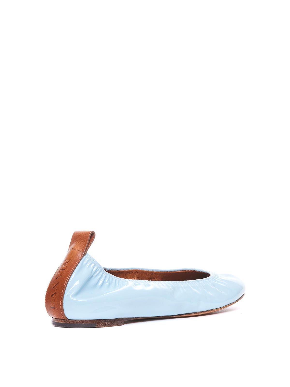 Shop Lanvin The Leather Ballerina Flats In Blue