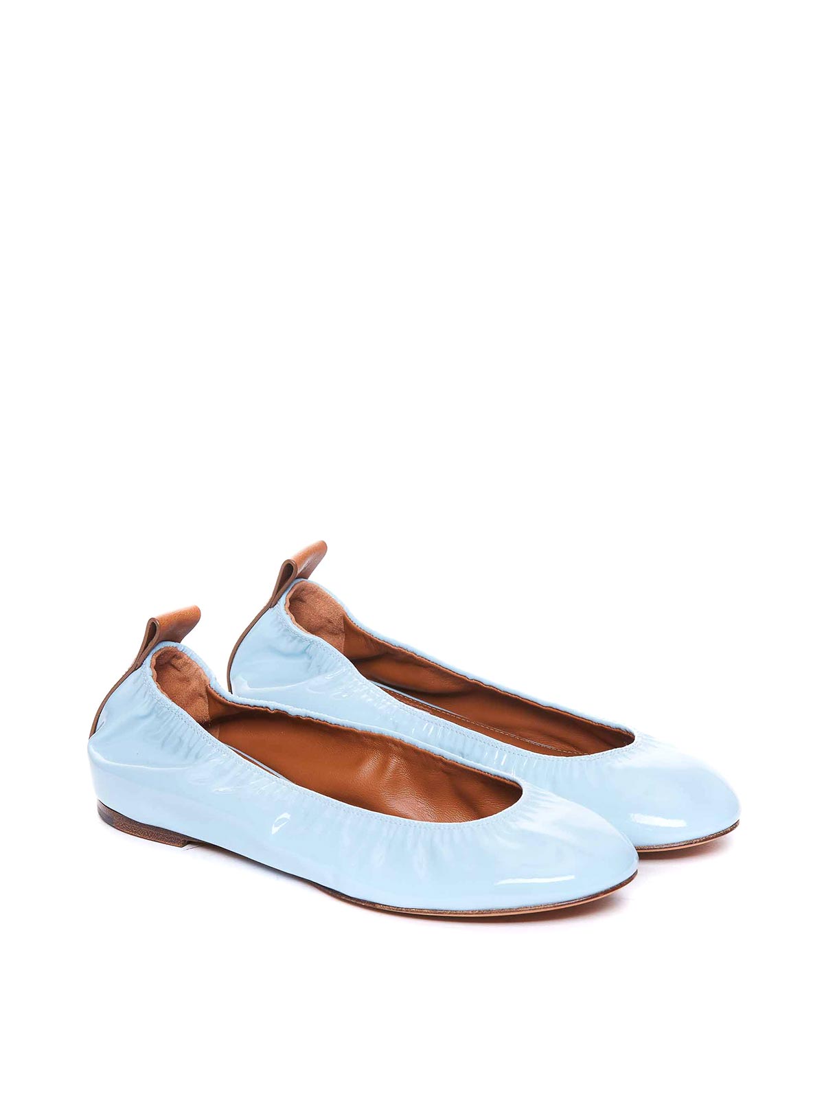 Shop Lanvin The Leather Ballerina Flats In Blue