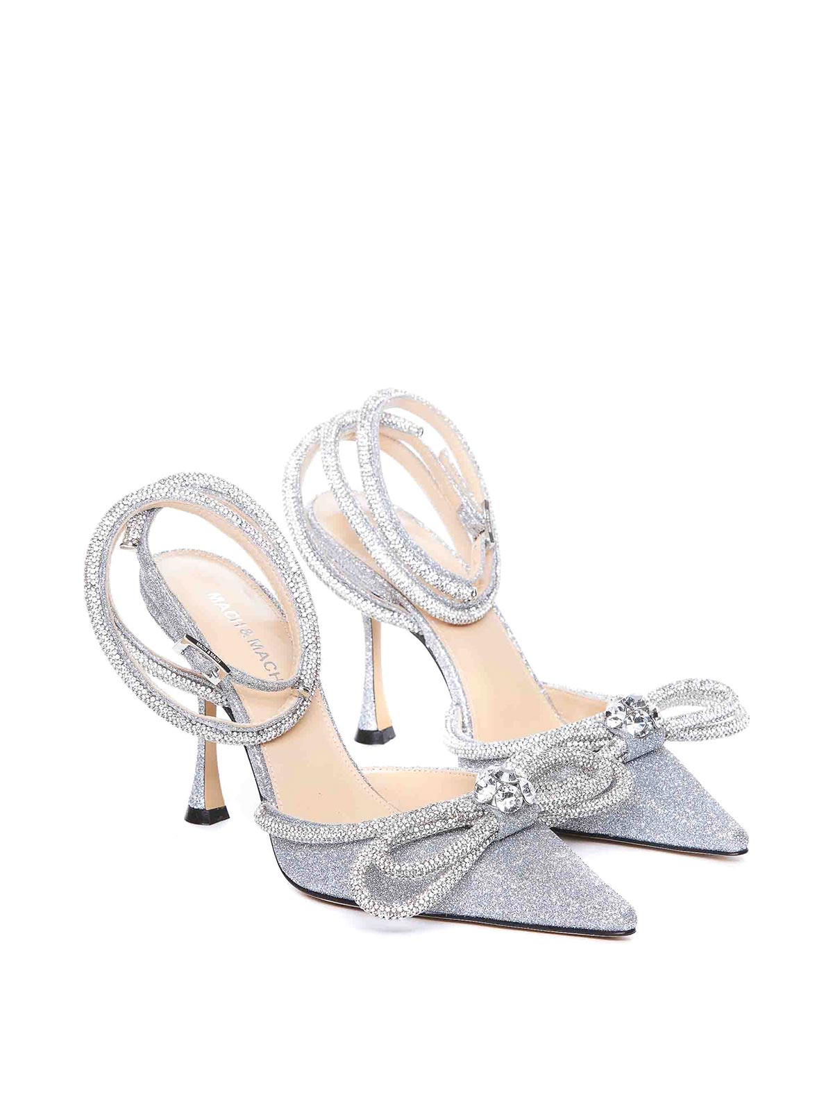 Shop Mach & Mach Pumps Sandals All Over Bow In Silver