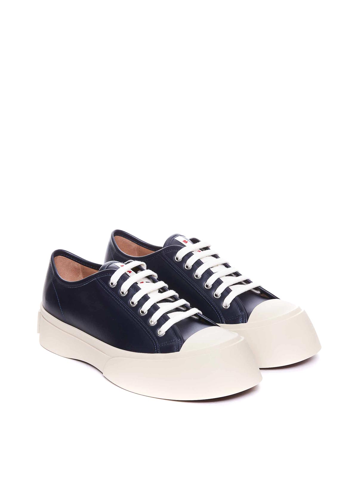 Shop Marni Denim Pablo Sneakers With Round Toe In Blue