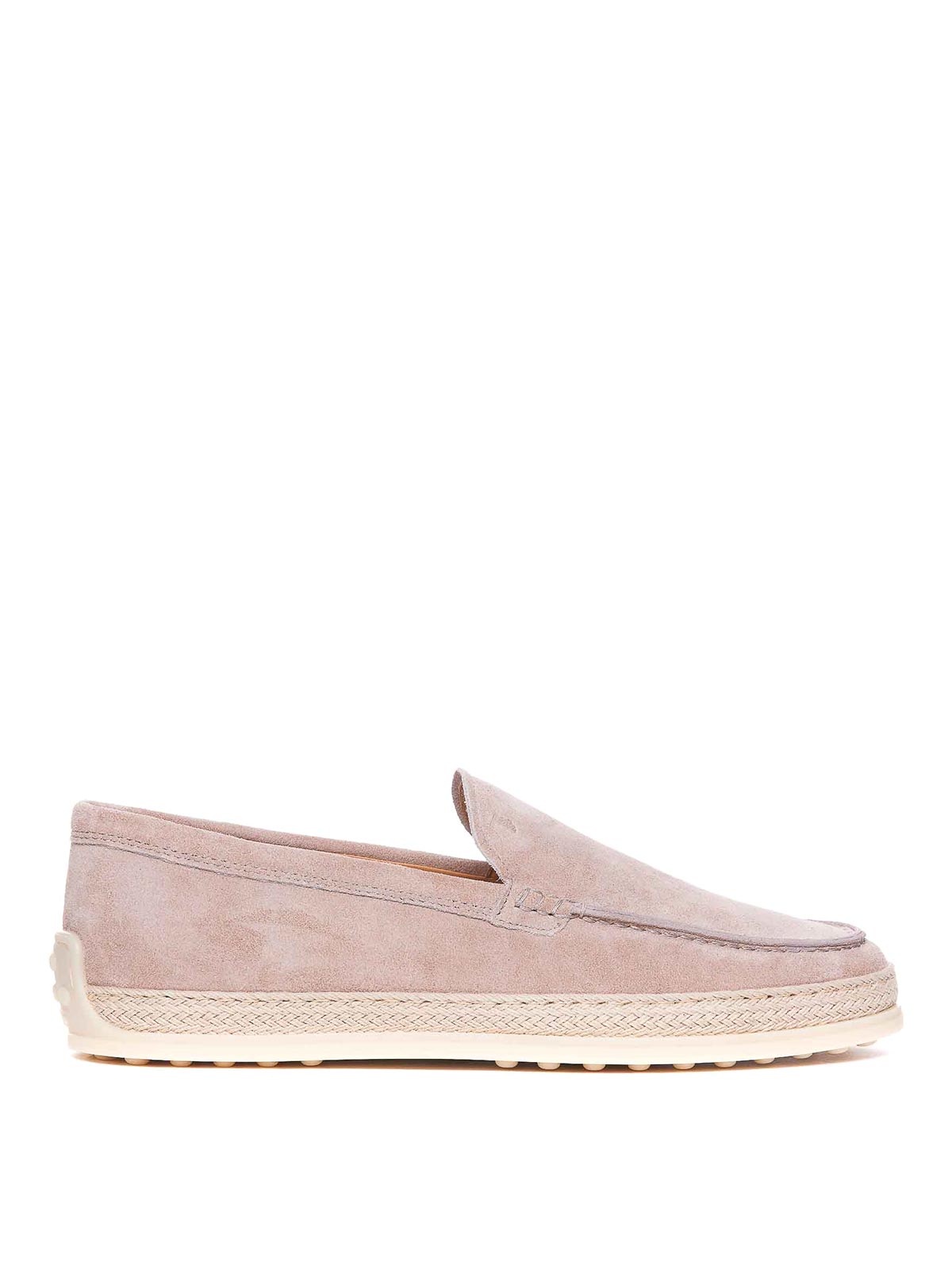 Shop Tod's Beige Loafers Round Toe Logo