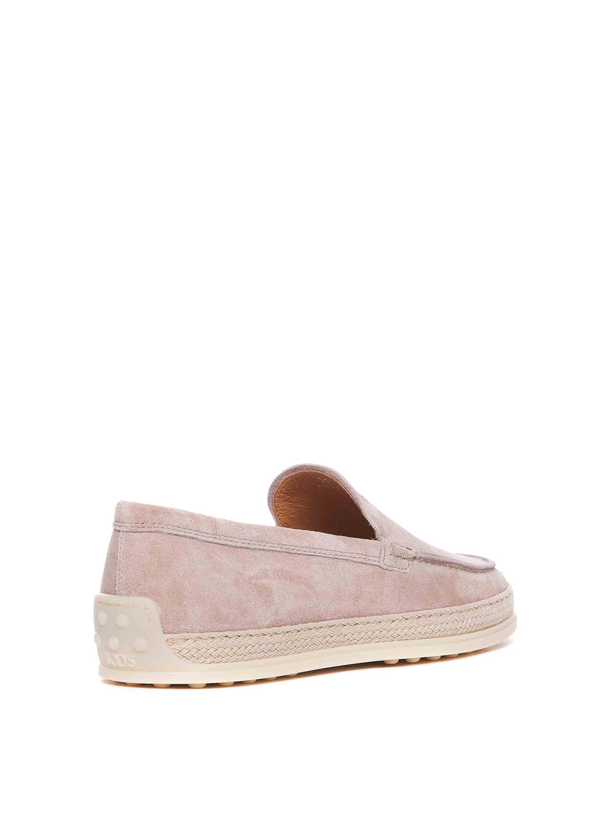 Shop Tod's Beige Loafers Round Toe Logo