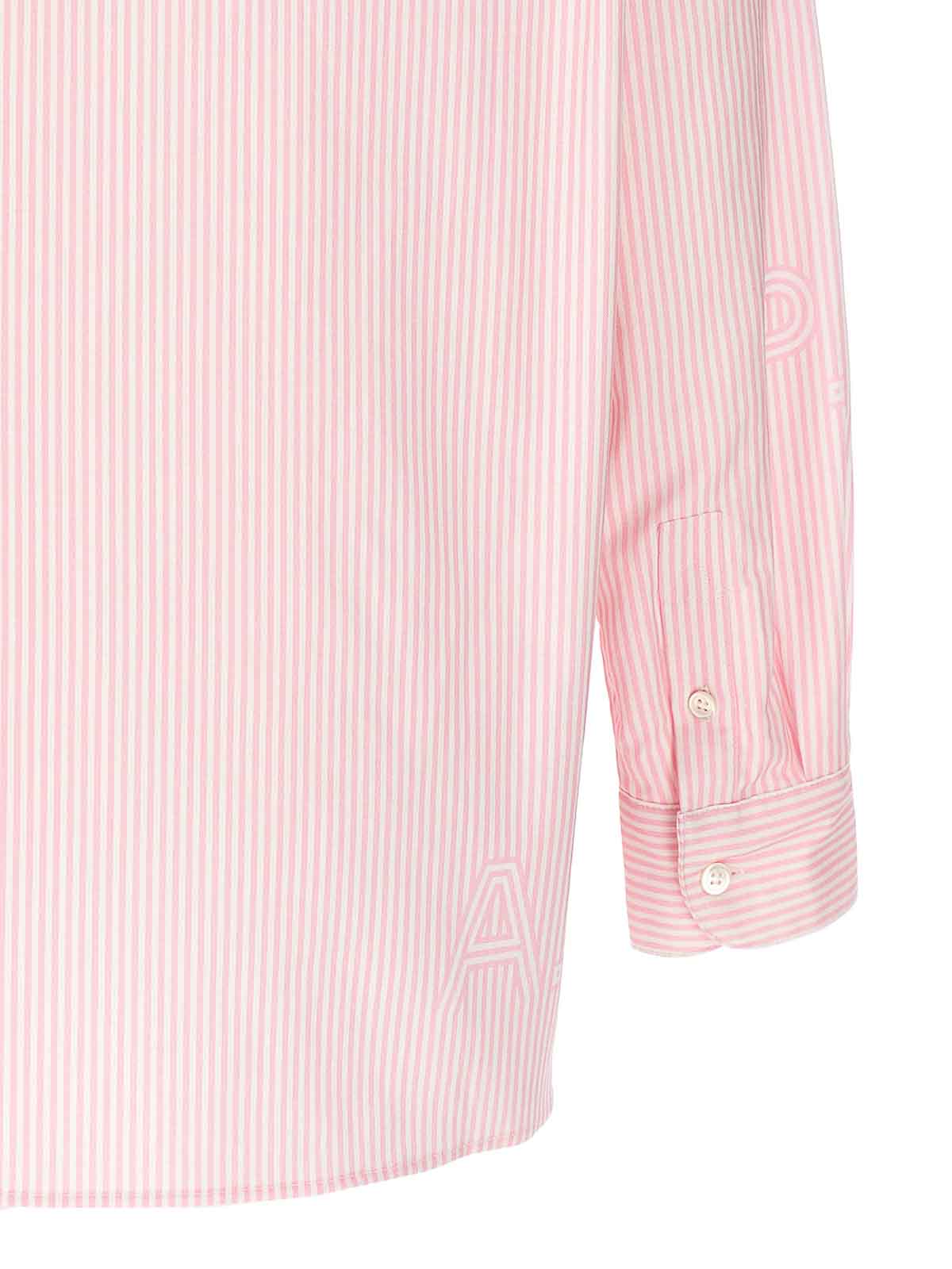 Shop Apc Sela Shirt Striped Pattern Logo In Color Carne Y Neutral