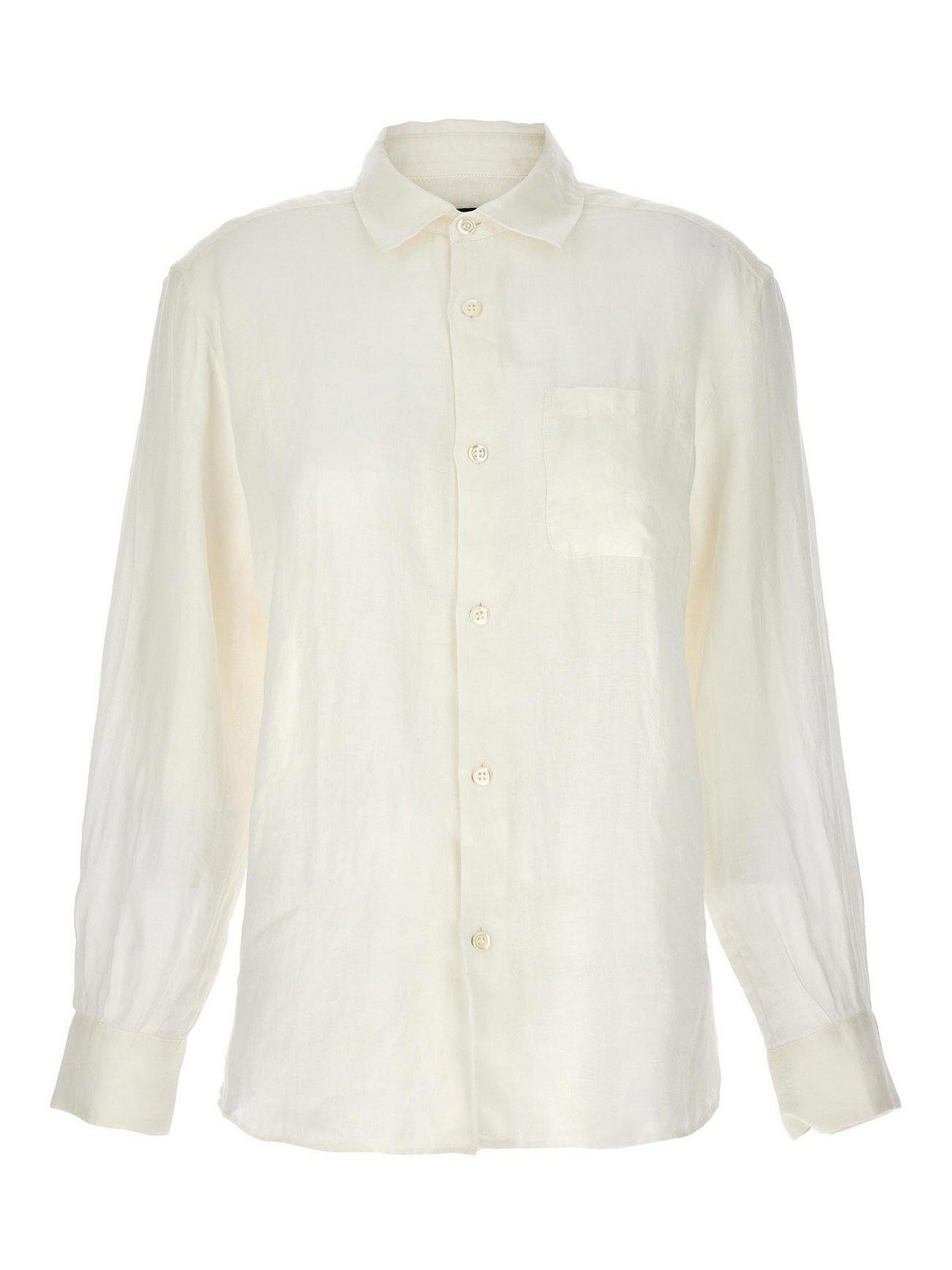 Shop Apc Sela Shirt Button Chest Pocket In Blanco
