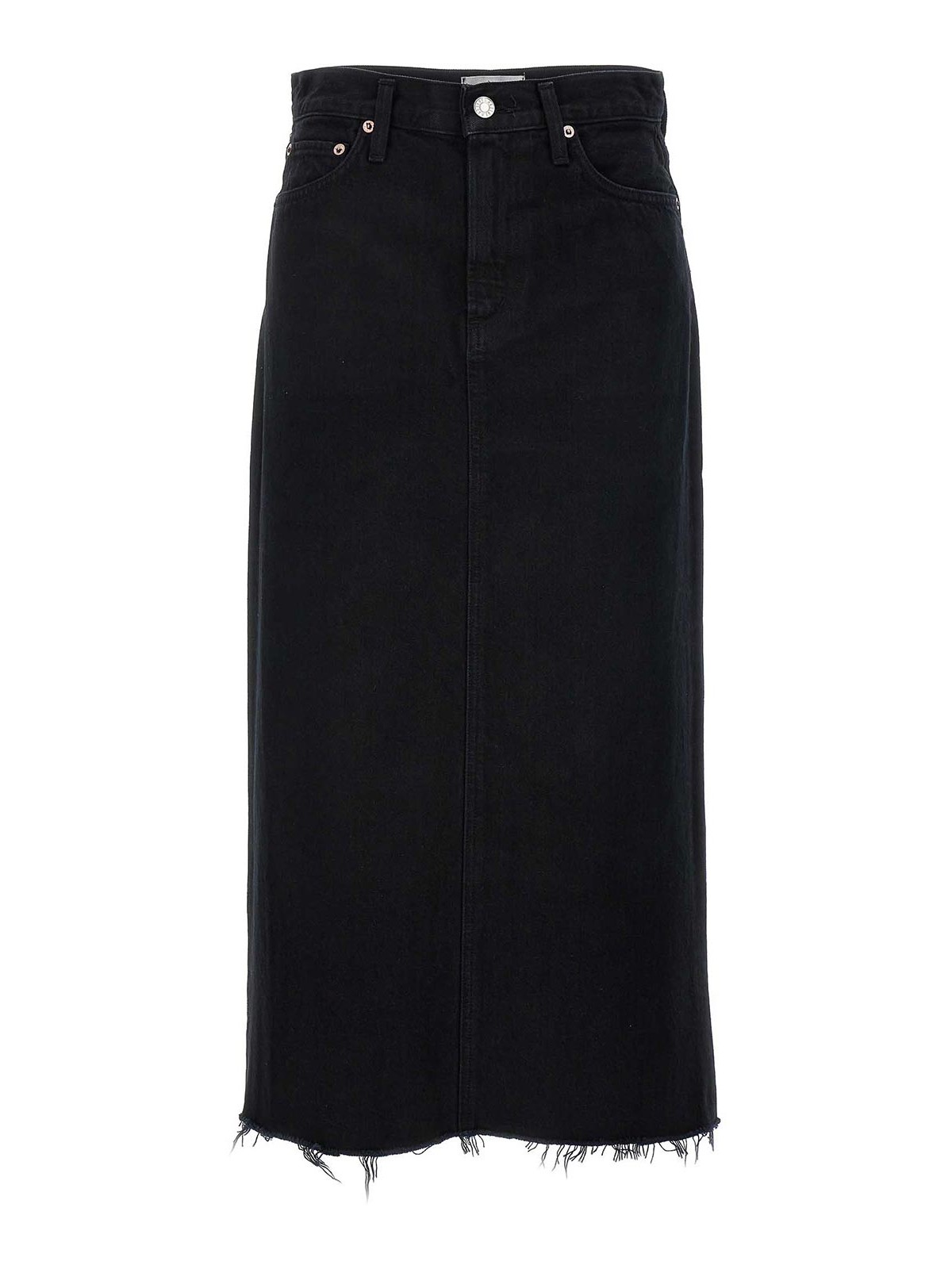 Shop Agolde Della Denim Skirt Frayed Hem In Negro