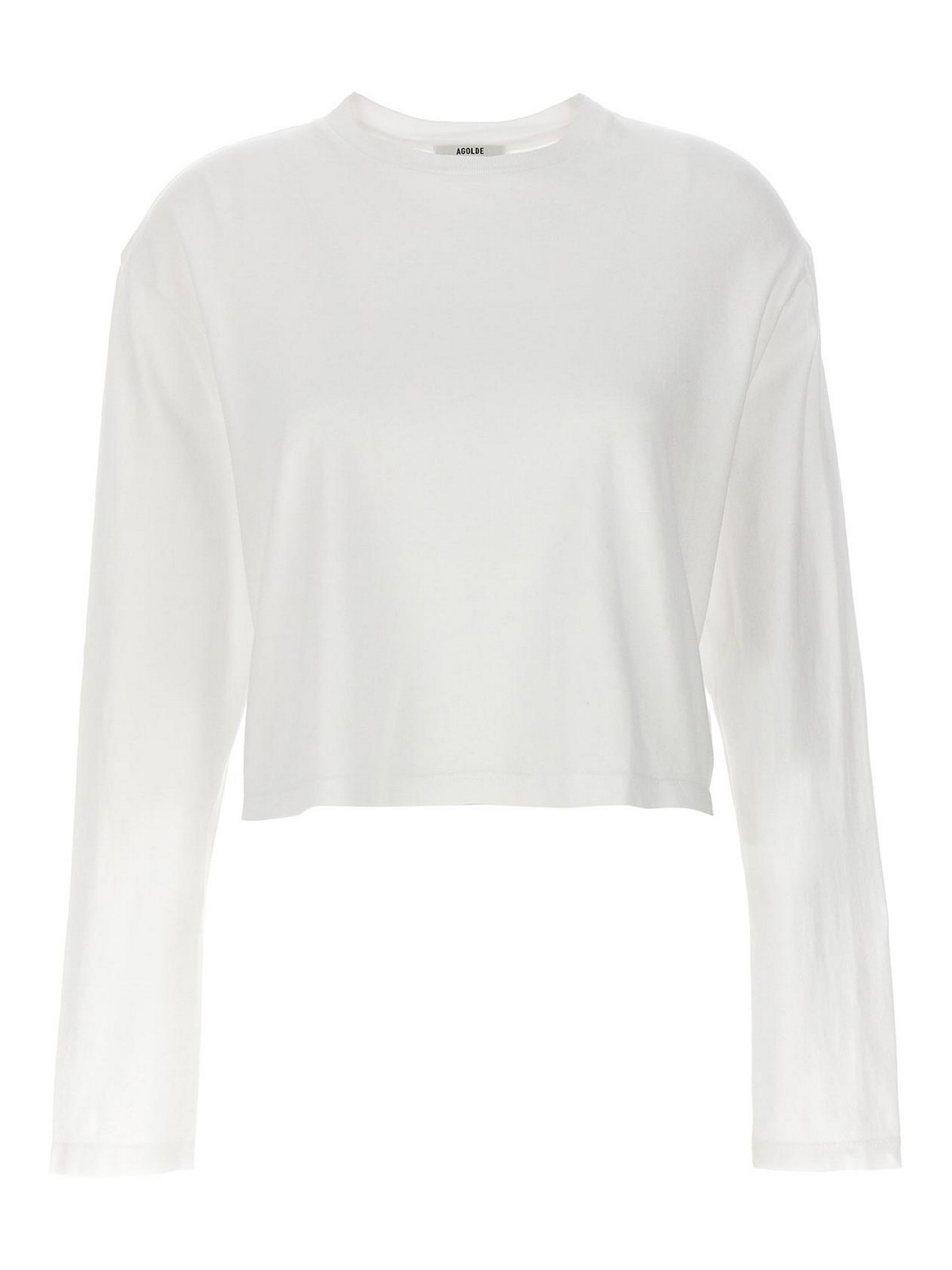 Shop Agolde Mason Cropped T-shirt In White