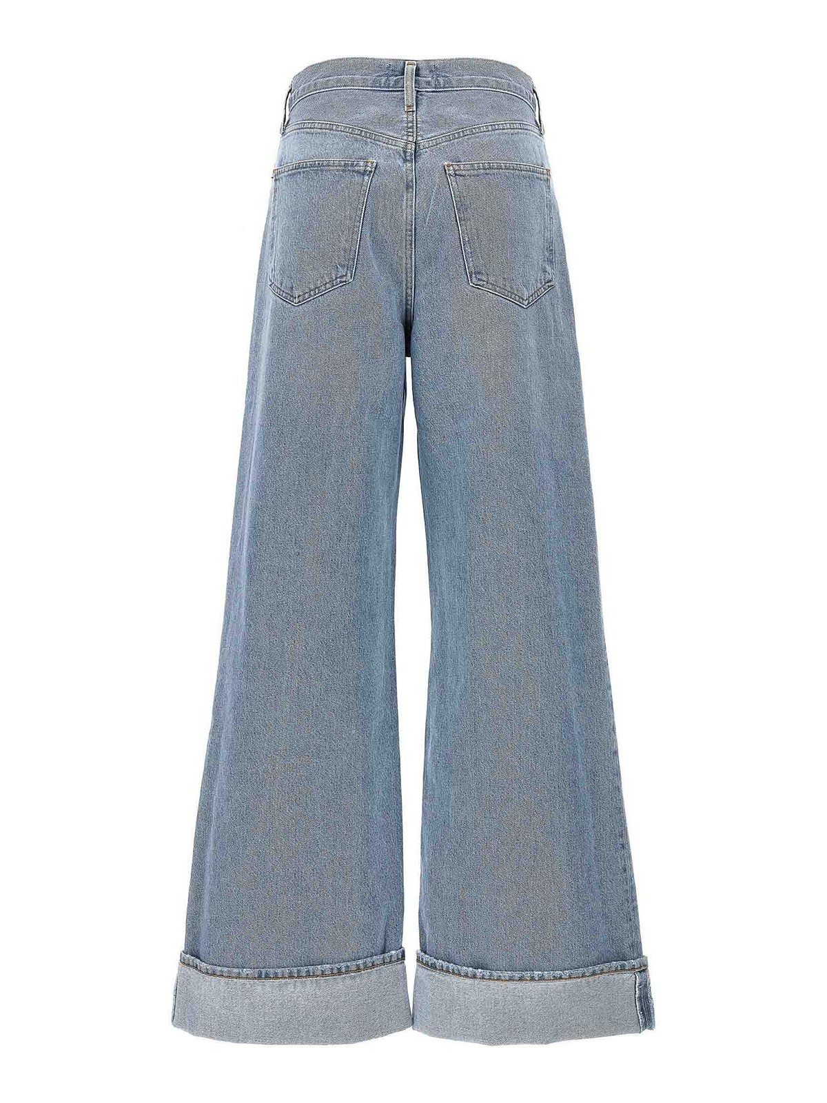 Shop Agolde Dame Denim Jeans Button In Azul Claro