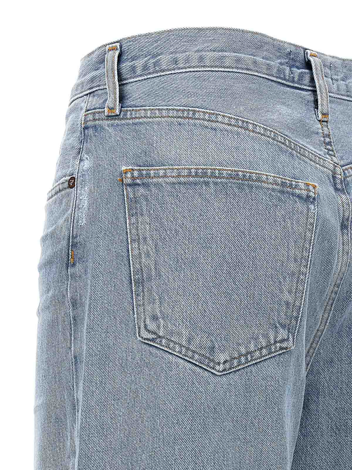 Shop Agolde Dame Denim Jeans Button In Azul Claro