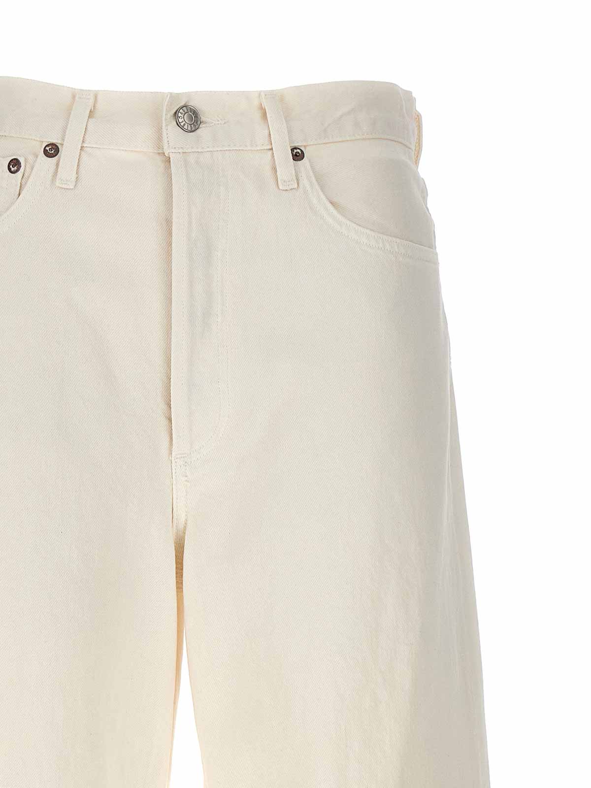 Shop Agolde Dame Denim Jeans Button In Blanco