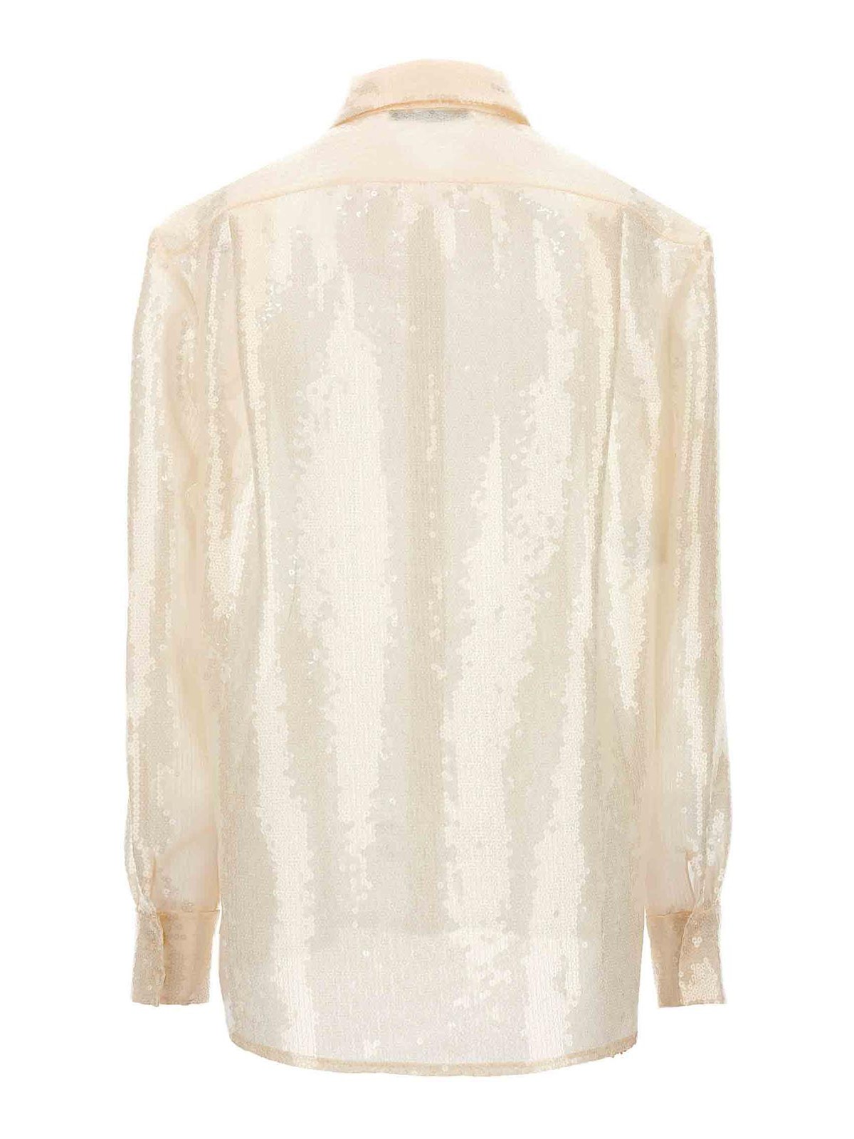Shop Alberta Ferretti Sequin Shirt Covered Button In Blanco