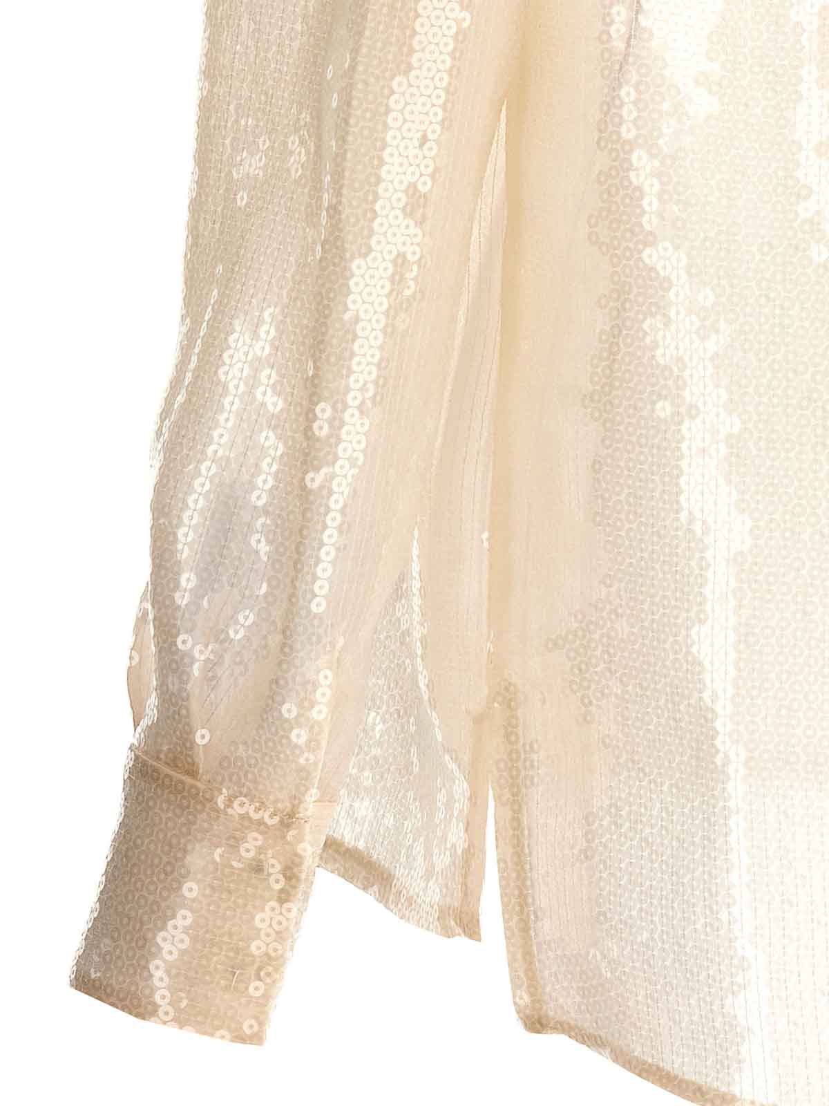 Shop Alberta Ferretti Sequin Shirt Covered Button In Blanco