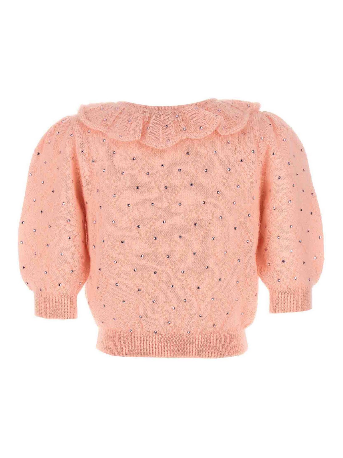 Shop Alessandra Rich Rhinestone Sweater In Color Carne Y Neutral