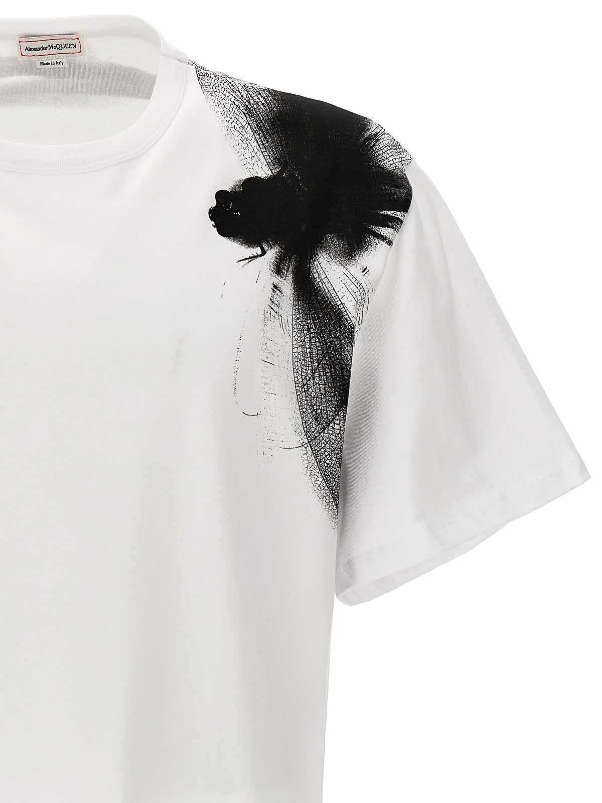 Shop Alexander Mcqueen Contrast Print T-shirt In Blanco