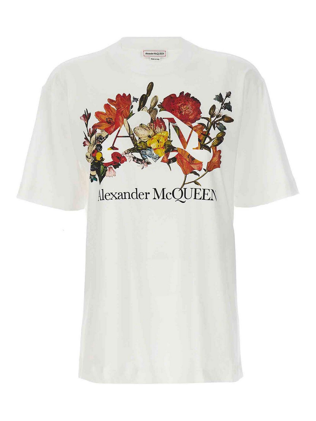 Shop Alexander Mcqueen Dutch Flower Print T-shirt In Blanco