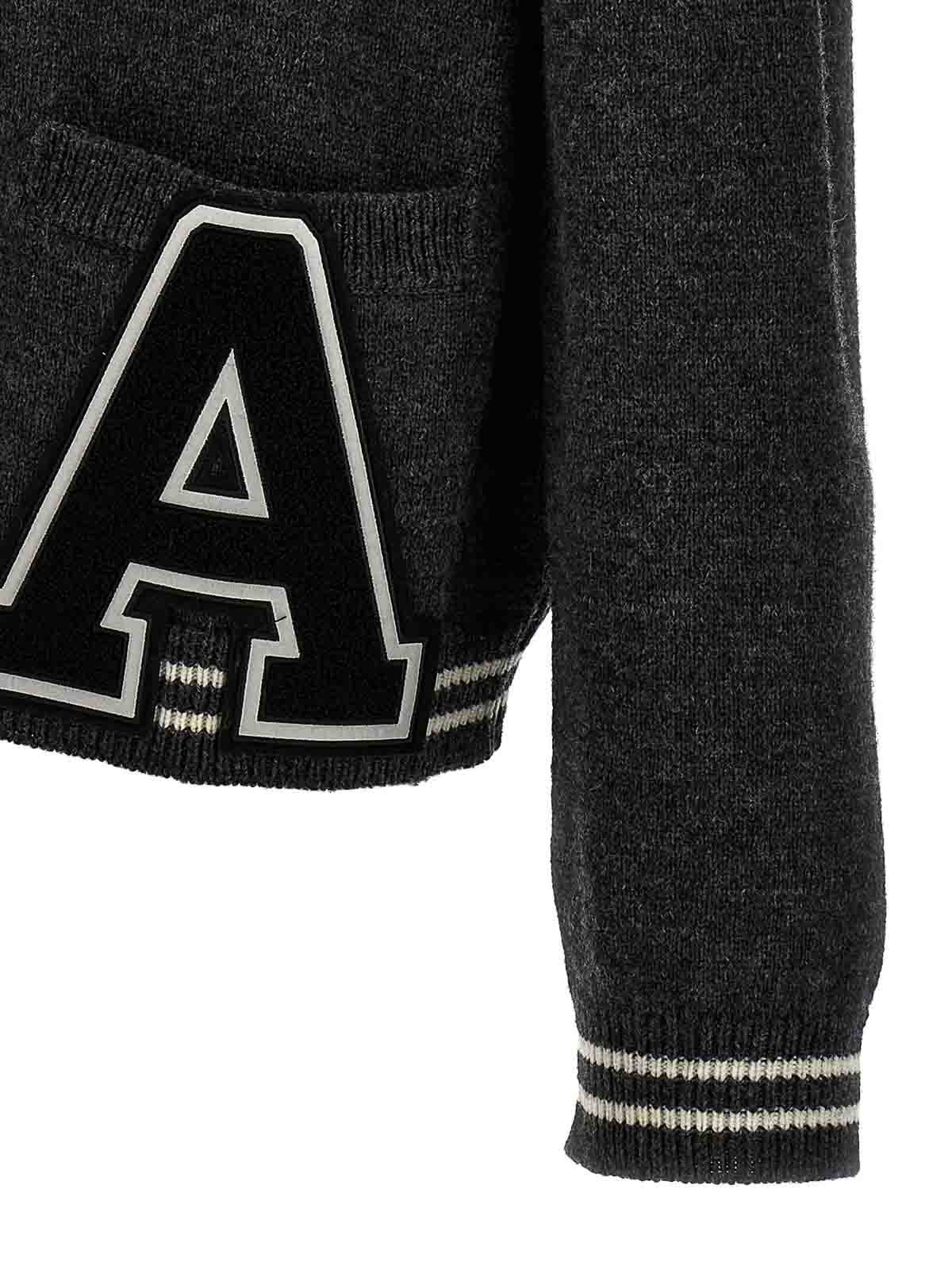 Shop Ambush Wool Cardigan Patch Appliqu Button In Gris