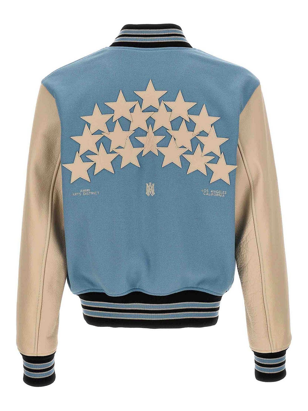 Shop Amiri Stars Varsity Bomber Jacket In Azul Claro