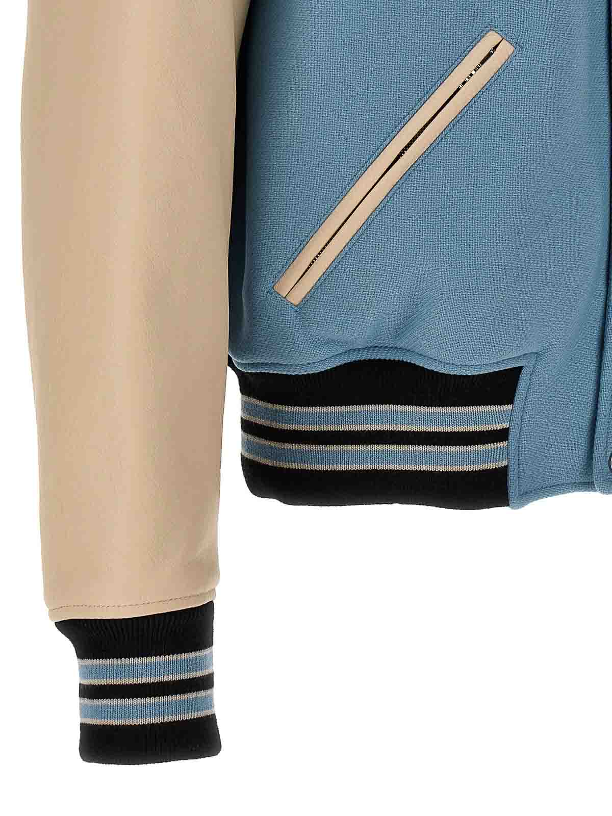 Shop Amiri Stars Varsity Bomber Jacket In Azul Claro