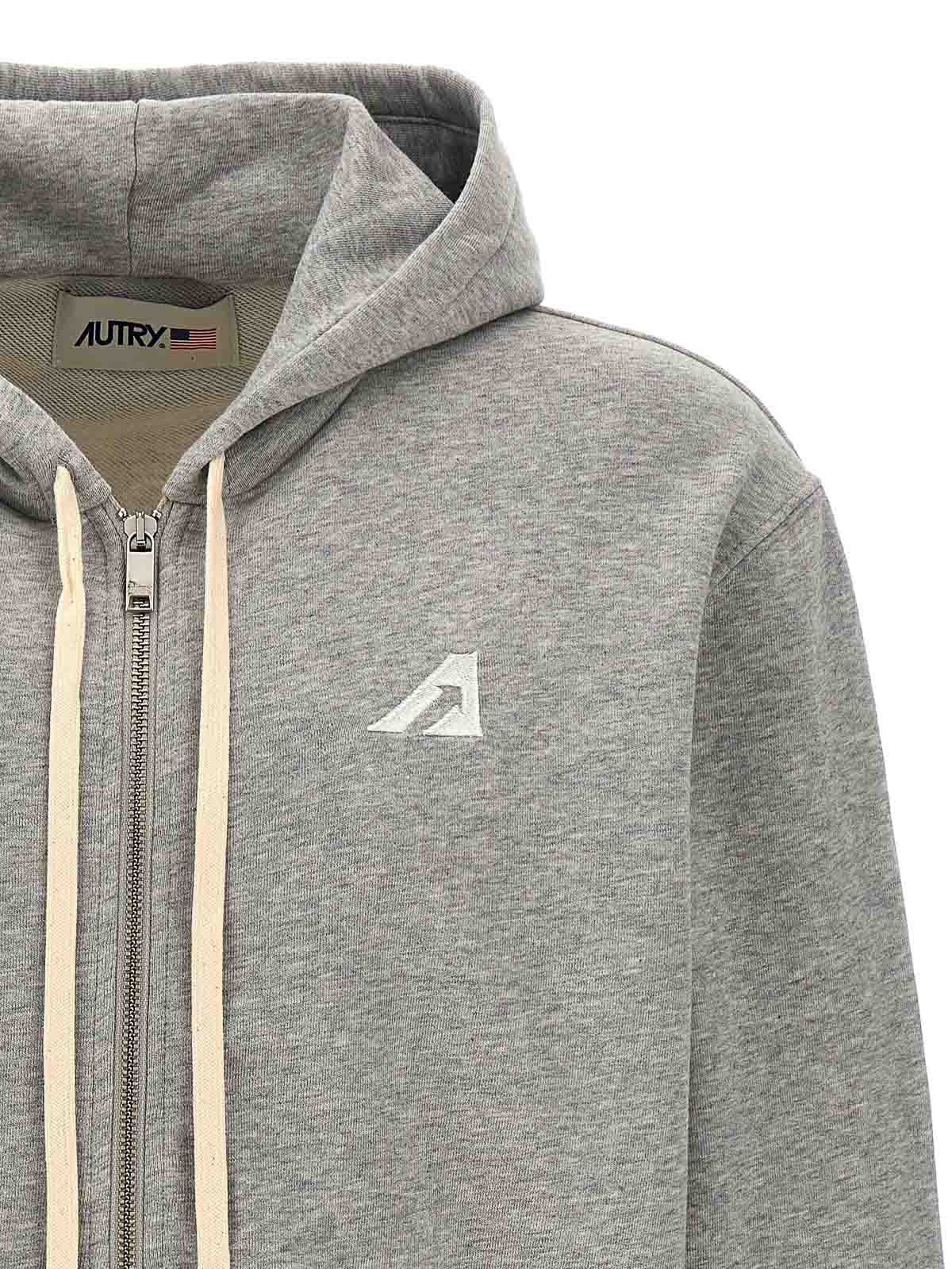 Shop Autry Logo Embroidery Hoodie In Grey