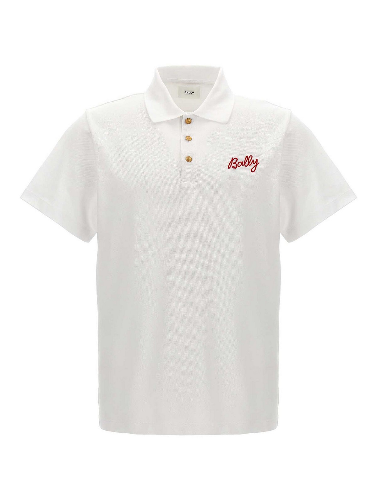 Shop Bally Logo Embroidery Polo Shirt In Blanco