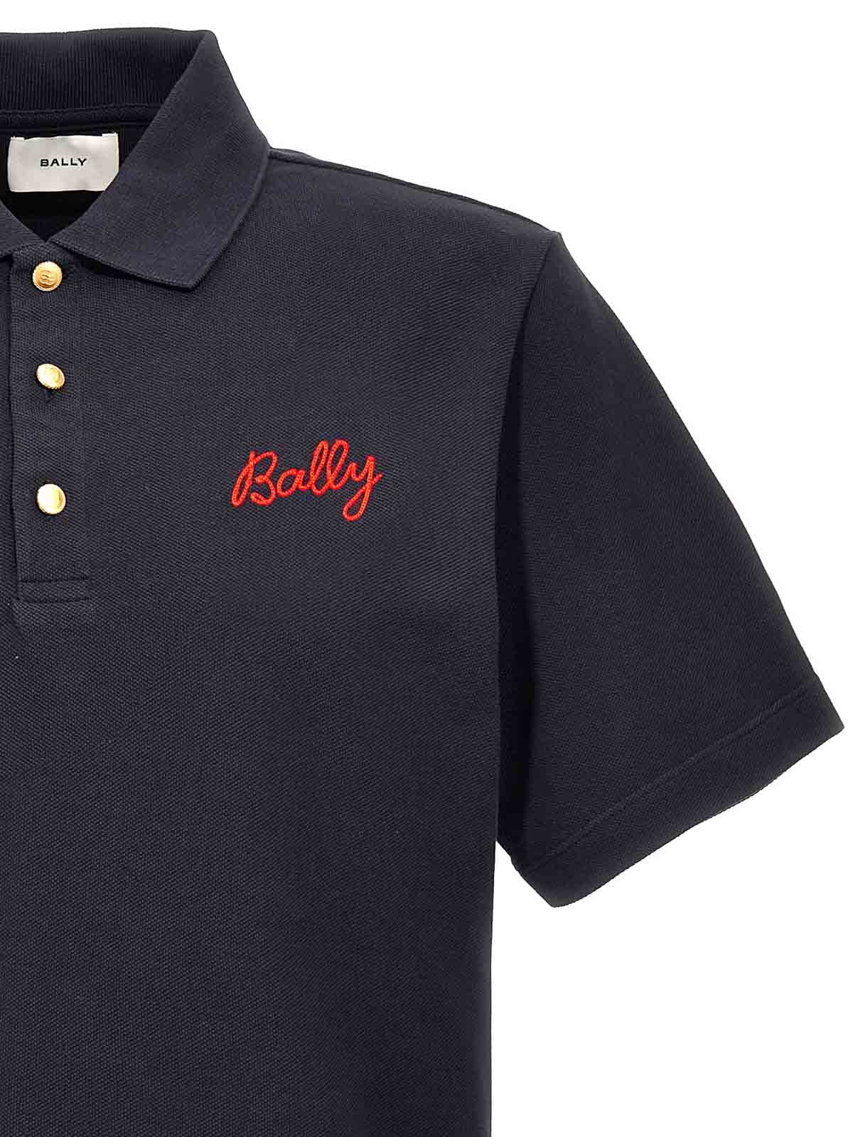 Shop Bally Logo Embroidery Polo Shirt In Azul