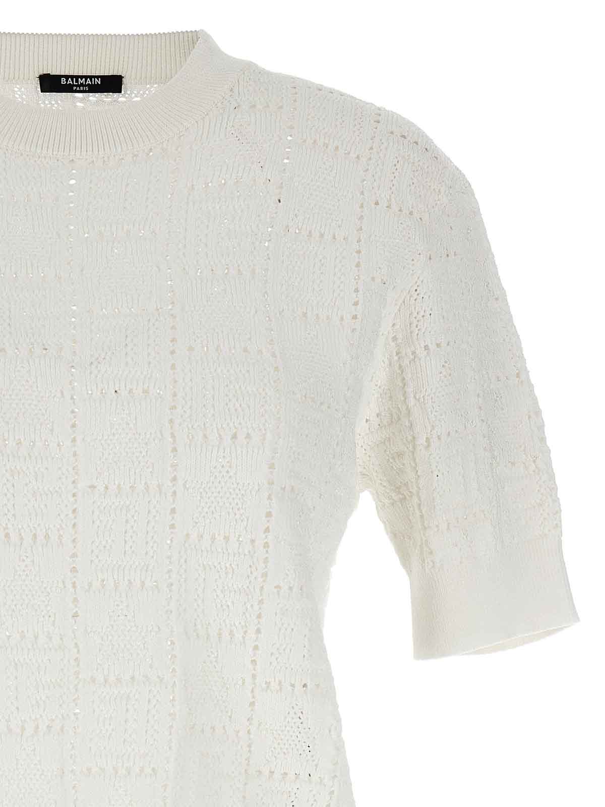 Shop Balmain Sweater Monogramma Stars In Blanco