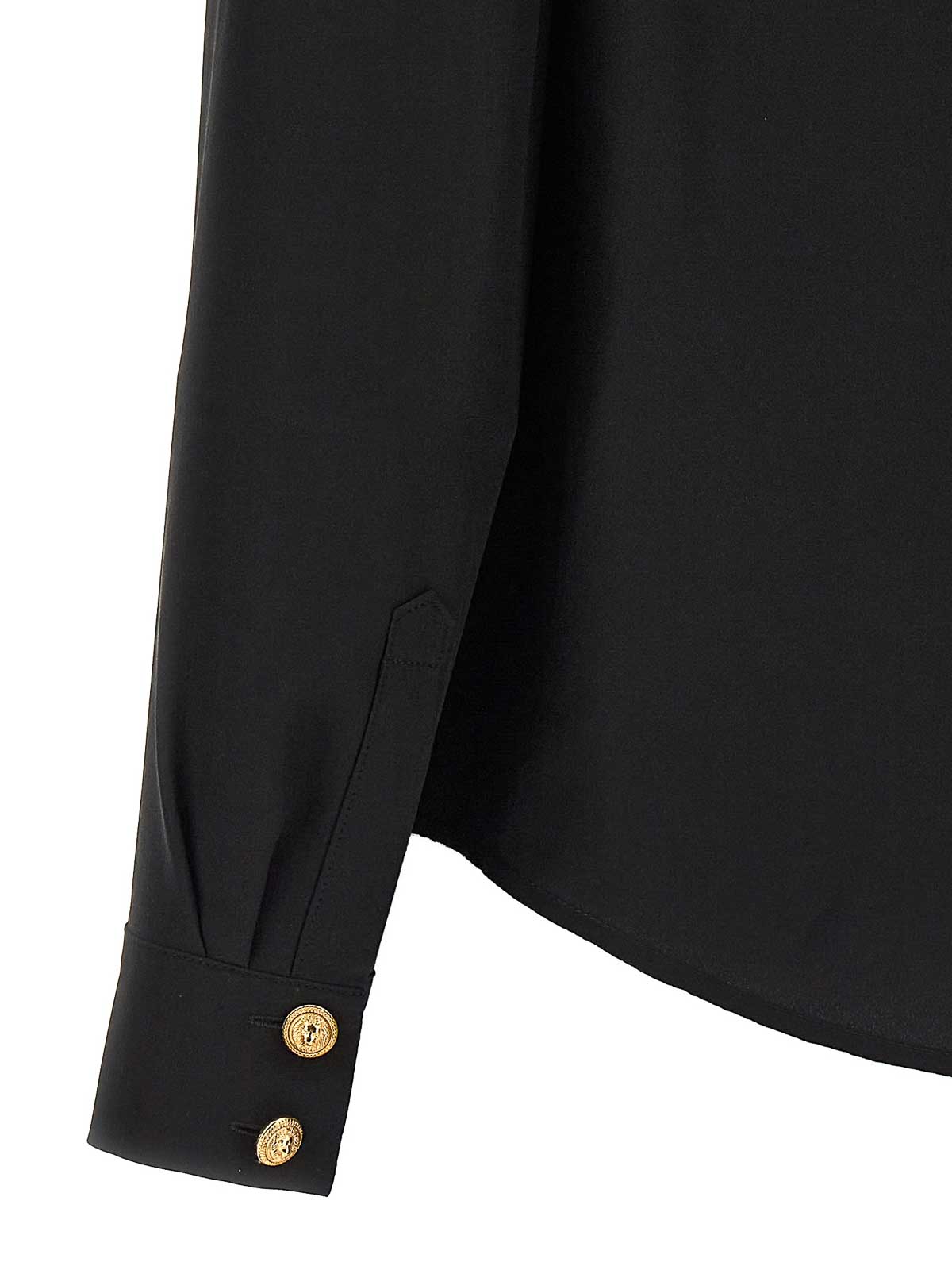 Balmain Logo Button Shirt - Black - Women | CF1HS050SD420PA